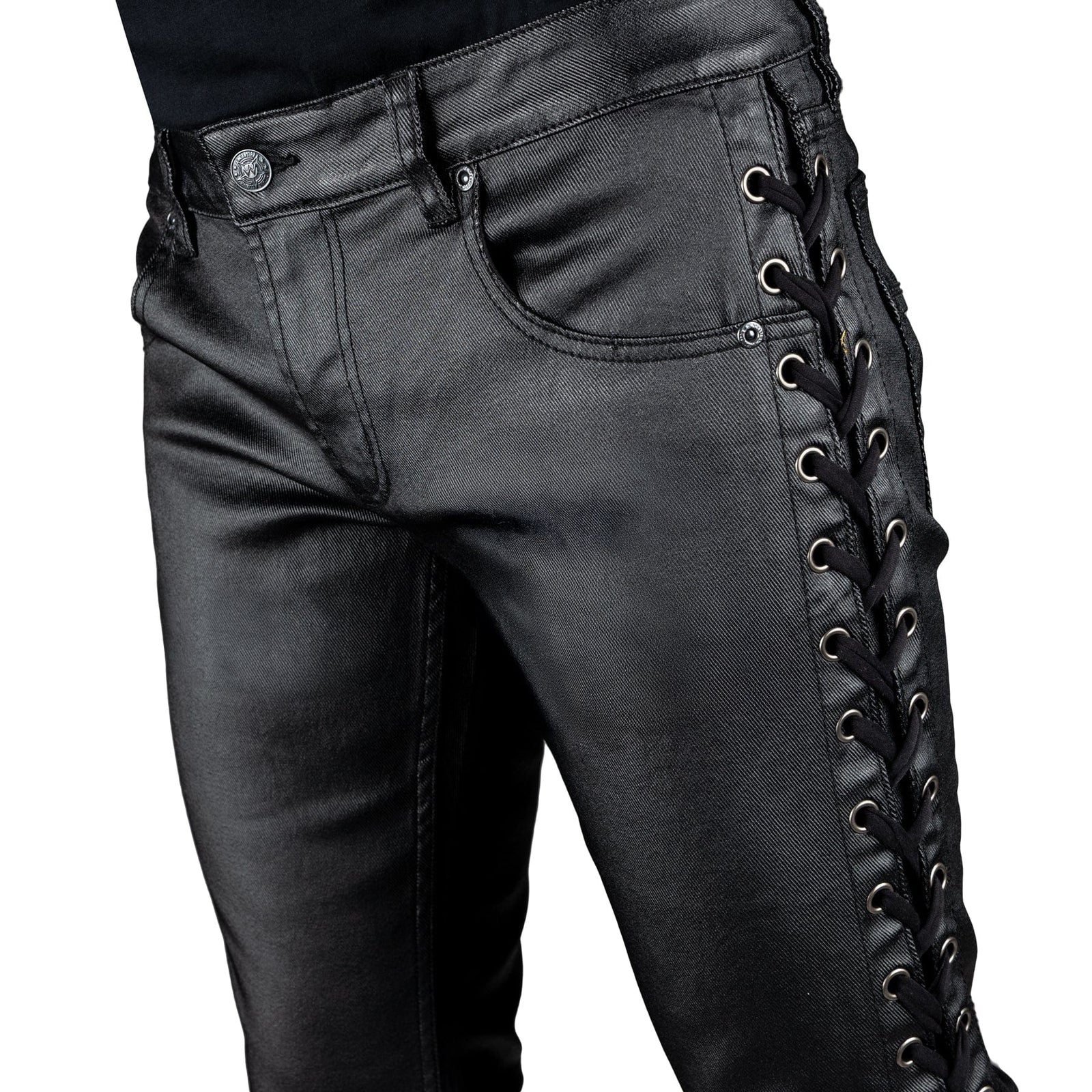 All Access Collection Pants Hellraiser Side Laced Waxed Denim Jeans - Black