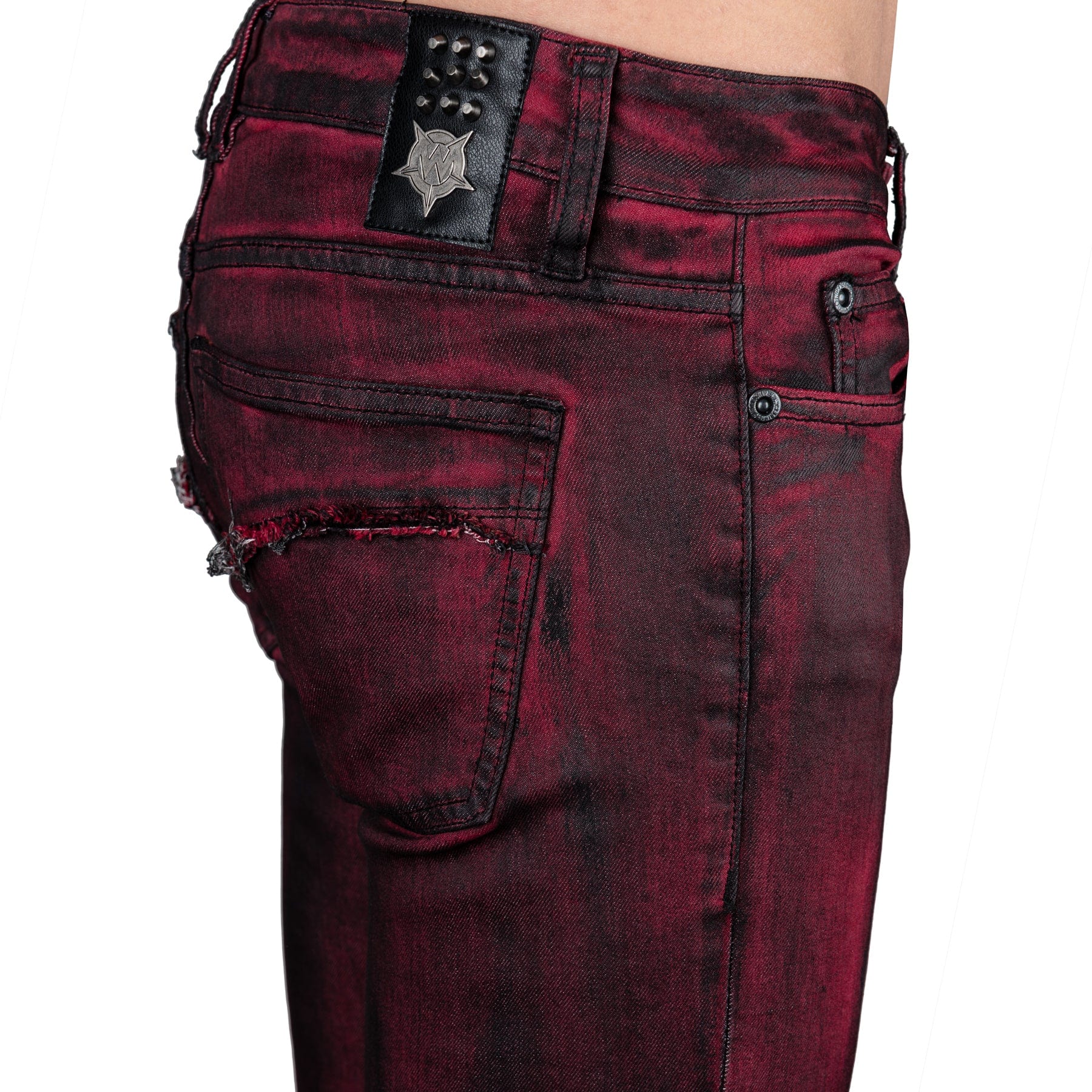Wornstar Clothing Mens Jeans. Rampager Coated Denim Jeans - Crimson