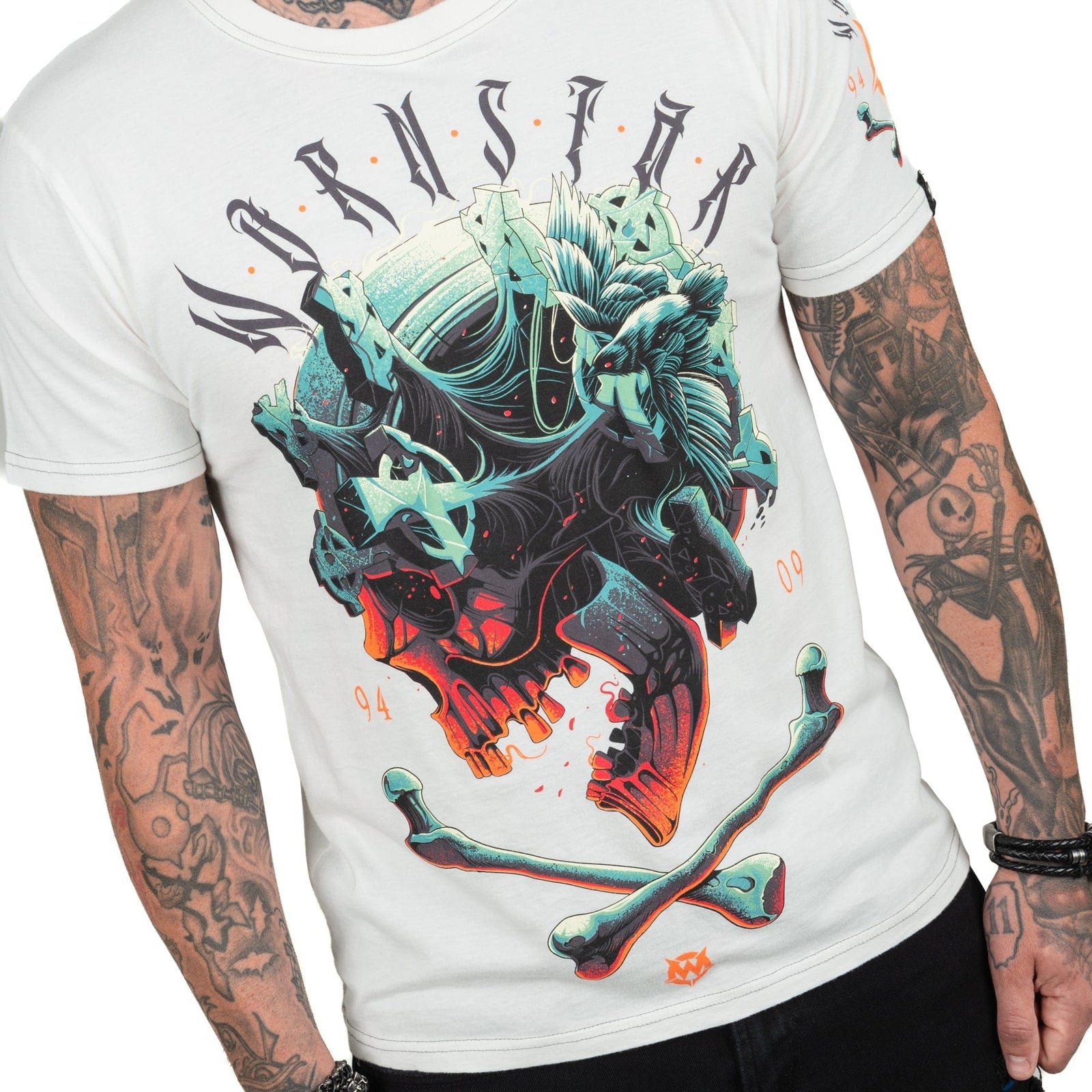 Wornstar Clothing Mens Skull T-Shirt Boneyard Mens Tee - Antique White