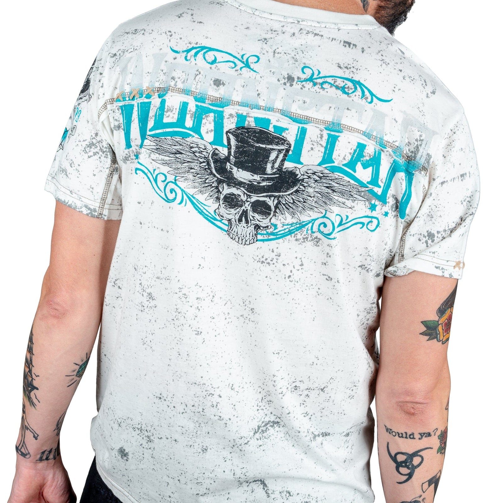 Wornstar Clothing Mens Skull T-Shirt Elegantly Wasted Mens Tee - Antique White