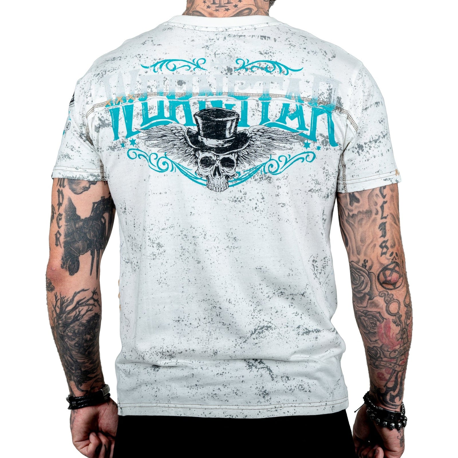 Wornstar Clothing Mens Skull T-Shirt Elegantly Wasted Mens Tee - Antique White