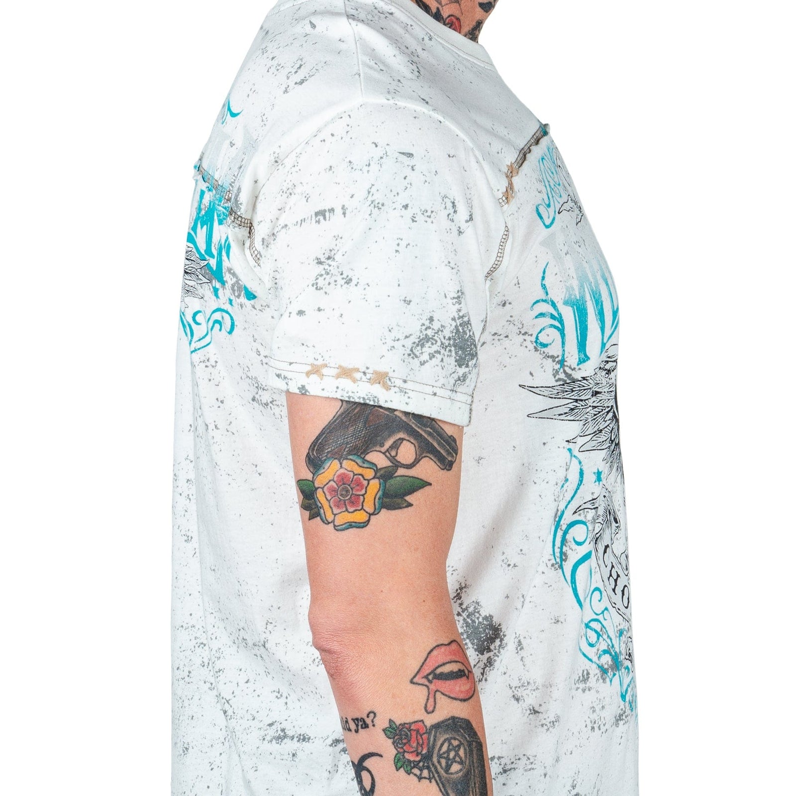 Wornstar Clothing Mens Skull T-Shirt Elegantly Wasted Mens Tee - Antique White