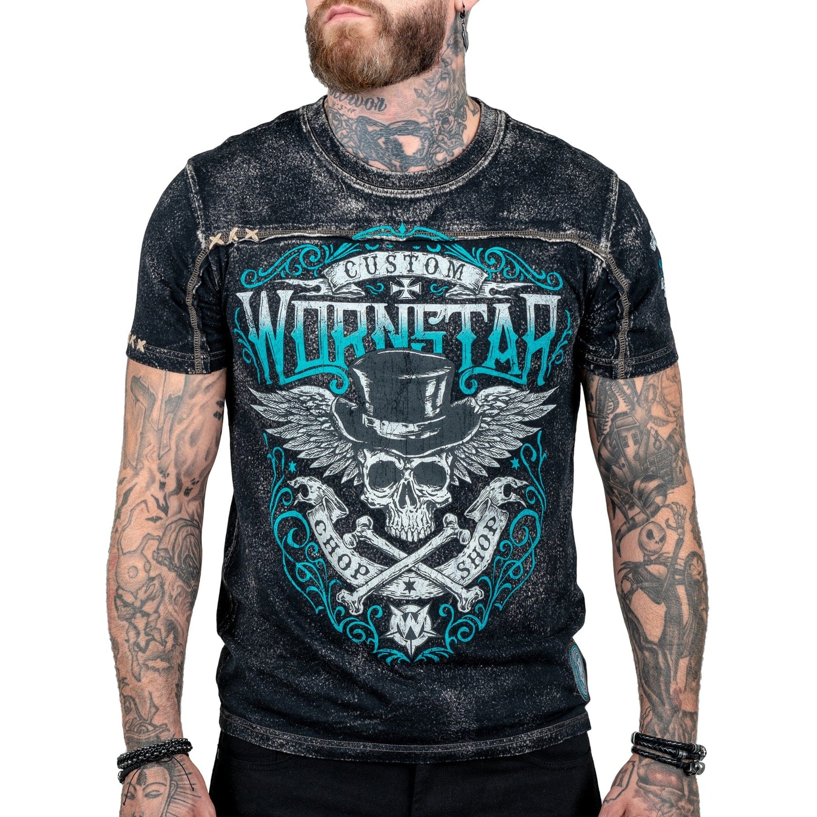 Wornstar Clothing Mens Skull T-Shirt Elegantly Wasted Mens Tee - Black