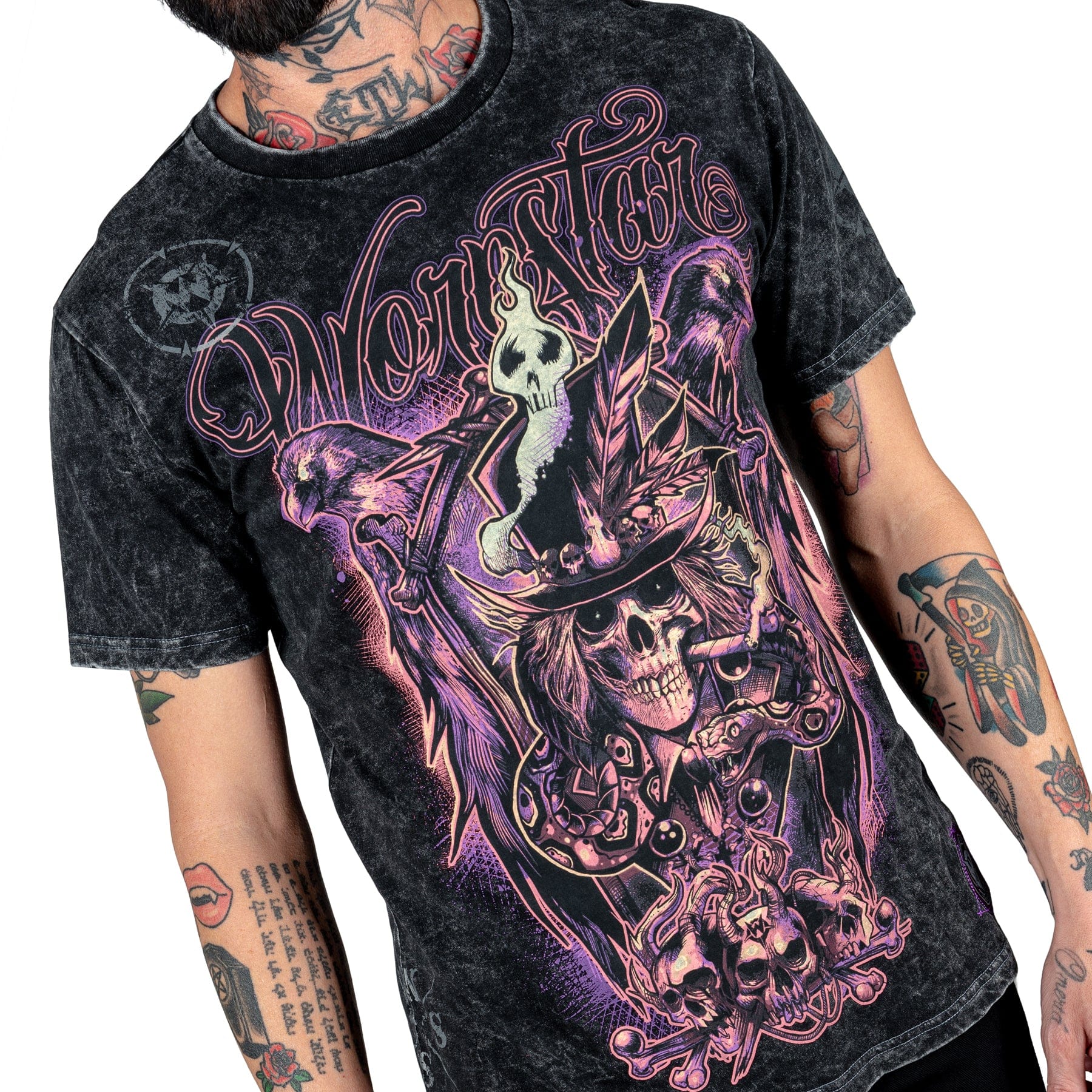 Wornstar Clothing Mens Tee. Voodoo Skull T-Shirt.