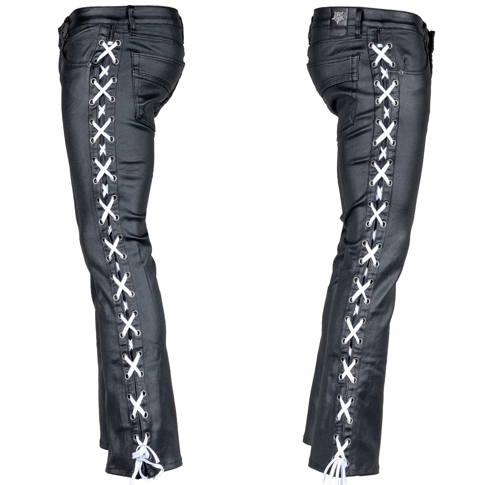 Custom Chop Shop Pants Hellraiser Waxed Denim Jeans - Ready to Ship - Size 32x30 with White Side Lacing
