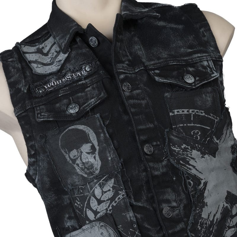 Custom Chop Shop Jacket Wornstar Custom Handmade Vest - Aura Patchwork