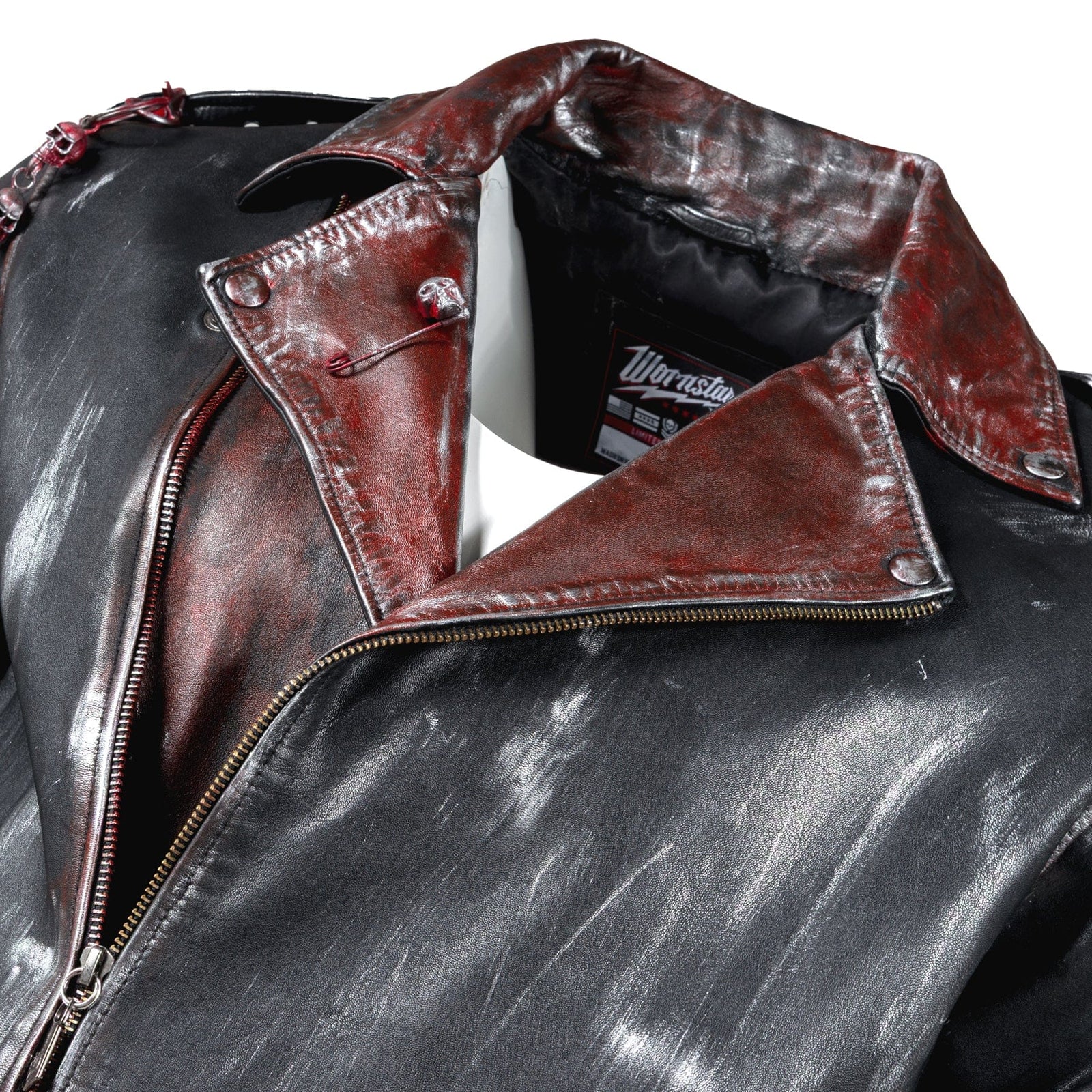 Custom Chop Shop Jacket Wornstar Custom Jacket - Fueled by Rock n Roll - Black and Red - Size XL