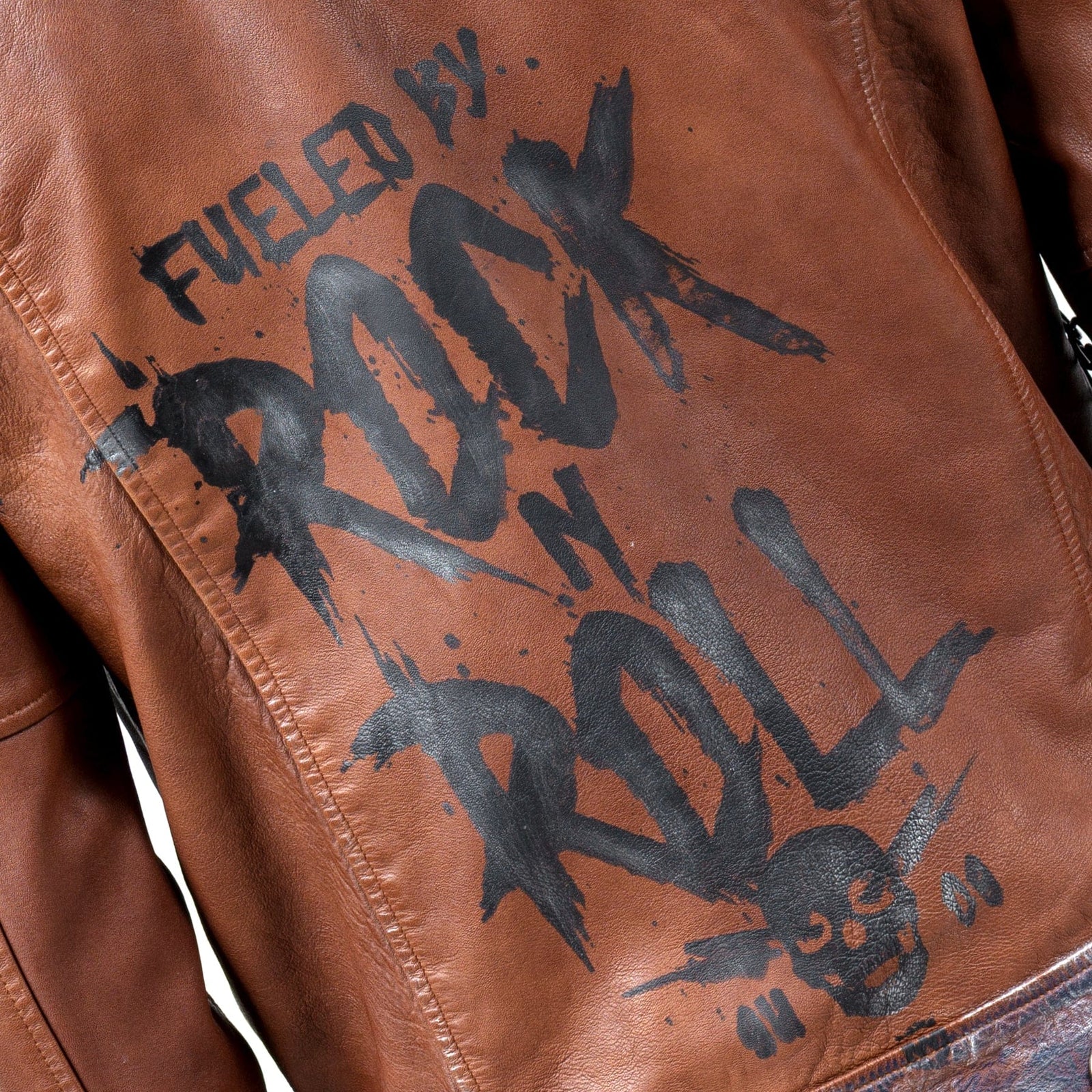 Custom Chop Shop Jacket Wornstar Custom Jacket - Fueled by Rock n Roll - Brown - Size Large