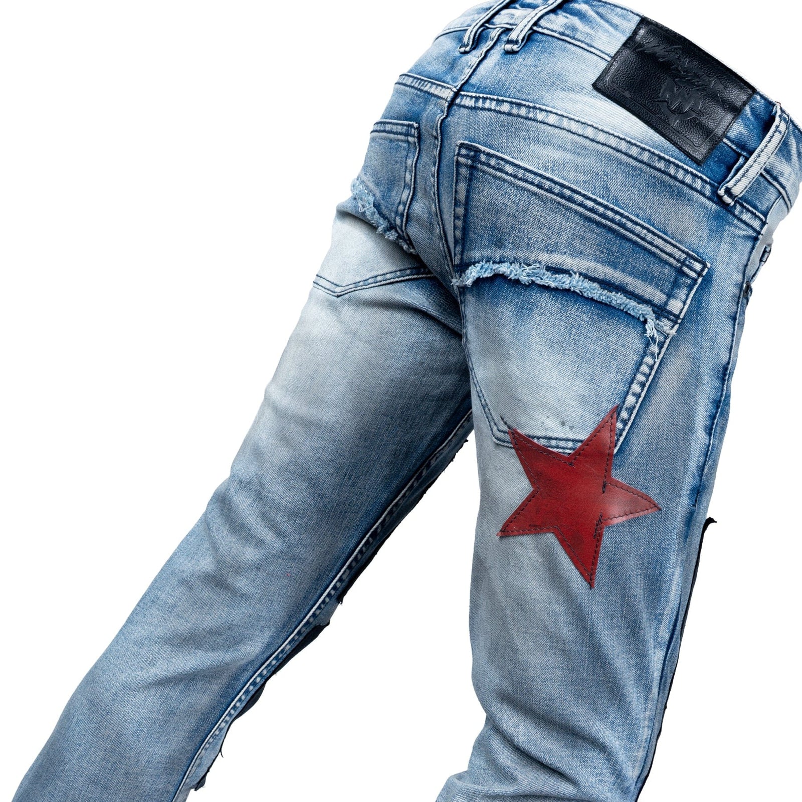 Custom Chop Shop Pants Wornstar Custom Jeans - Blue and Black - Ready to Ship - Size 28x34