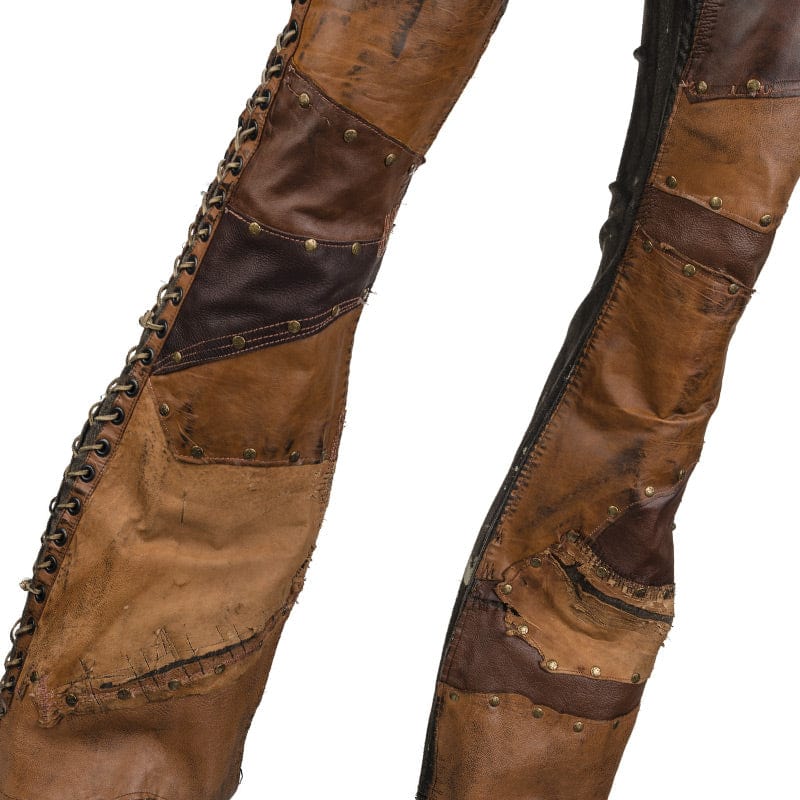 Custom Chop Shop Pants Wornstar Custom Jeans - Brown Leather Patchwork