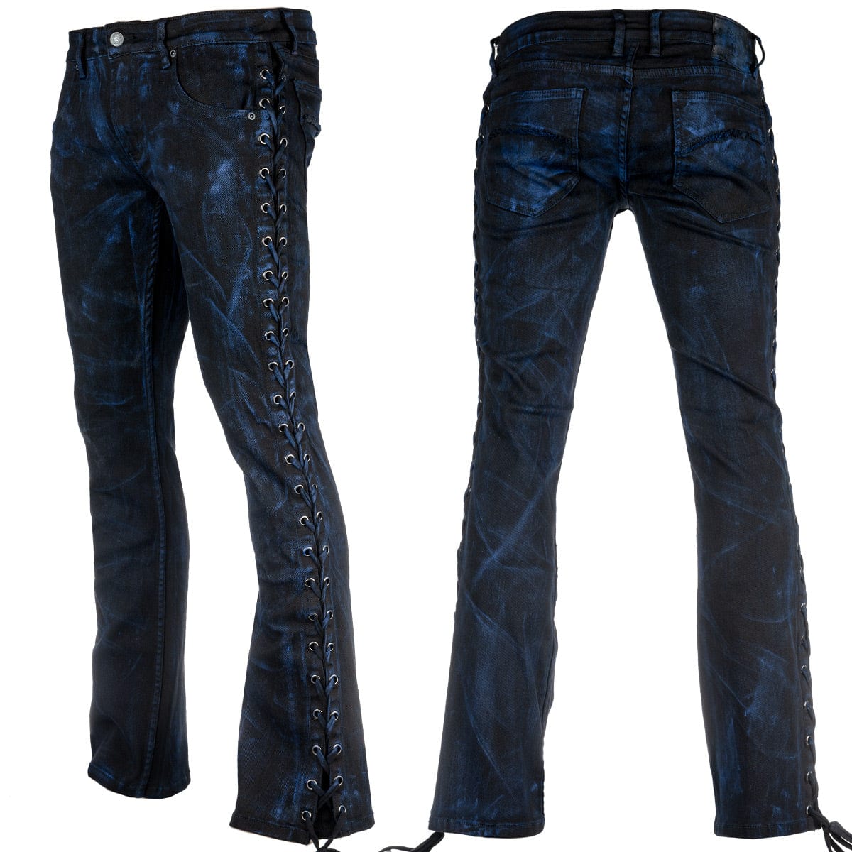 Custom Chop Shop Pants Wornstar Custom Jeans - Cobalt Blue Alloy Washed Side Laced