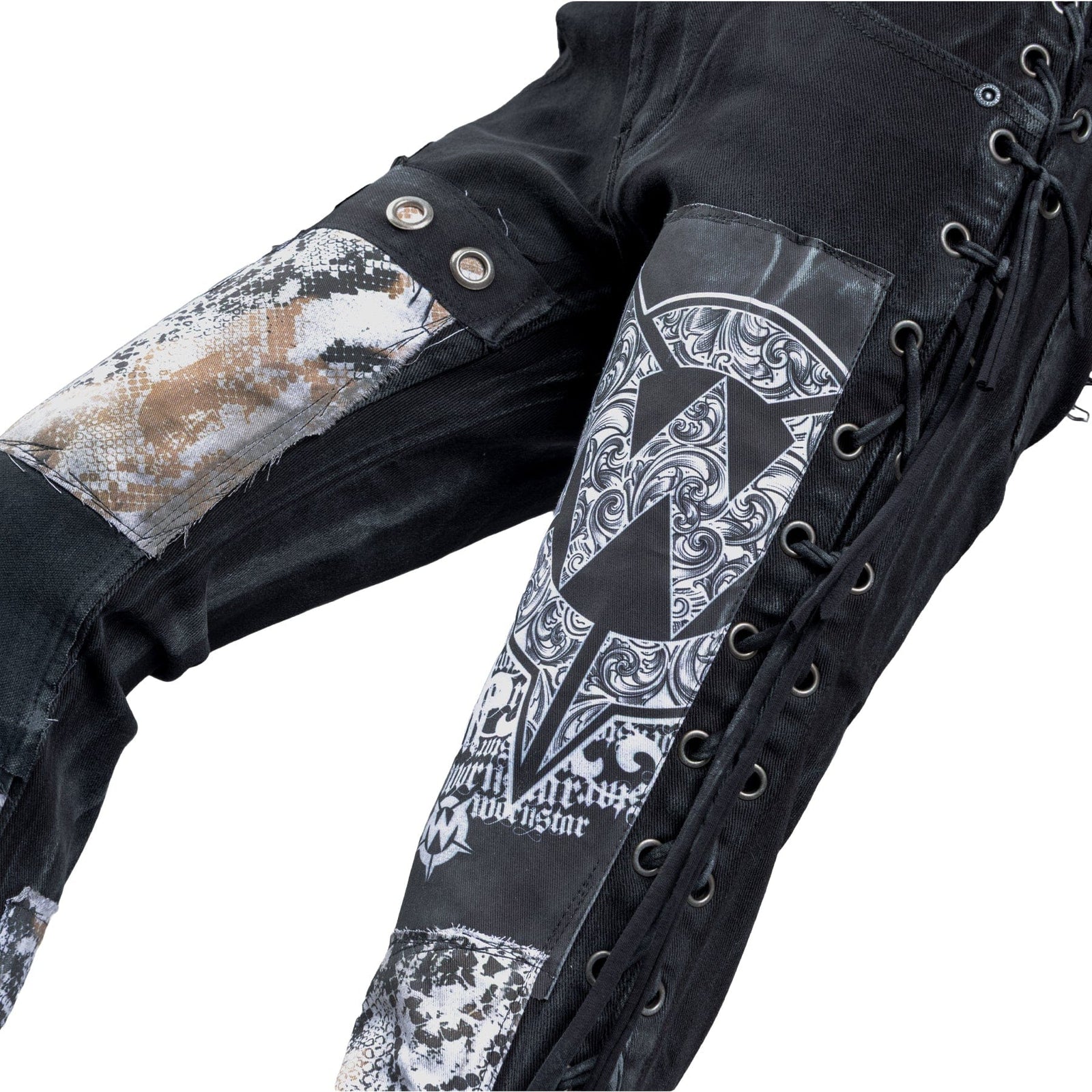 Custom Chop Shop Pants Wornstar Custom Jeans - Ivory Python - Ready to Ship - Size 30x32