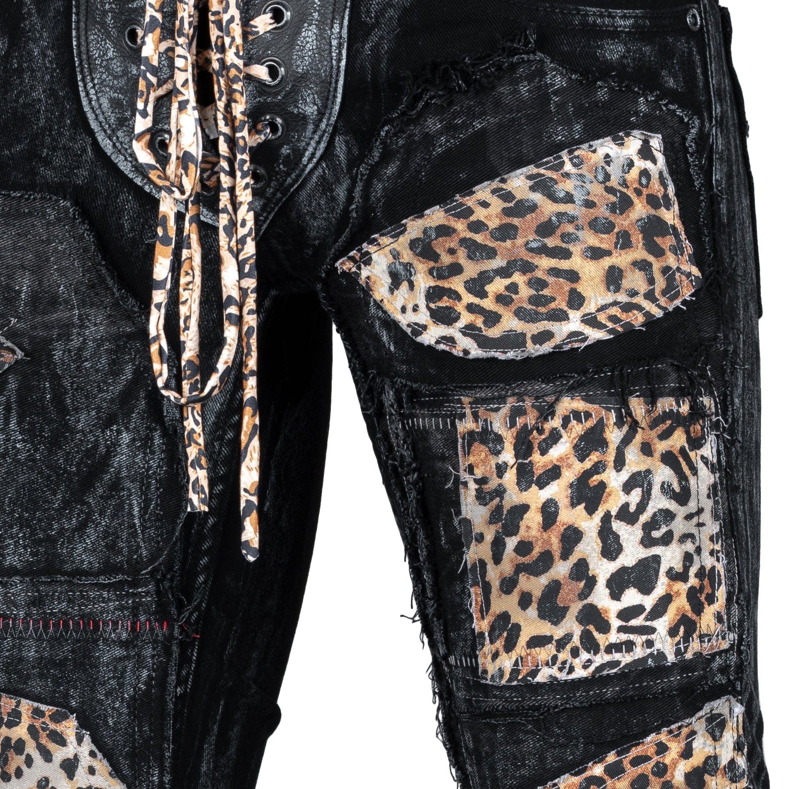 Custom Chop Shop Pants Wornstar Custom Jeans - Leopard Patchwork