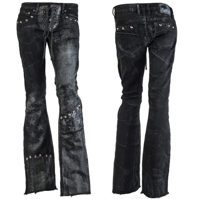 Wornstar Clothing mens custom pants. Handmade custom denim and leather rock pants.