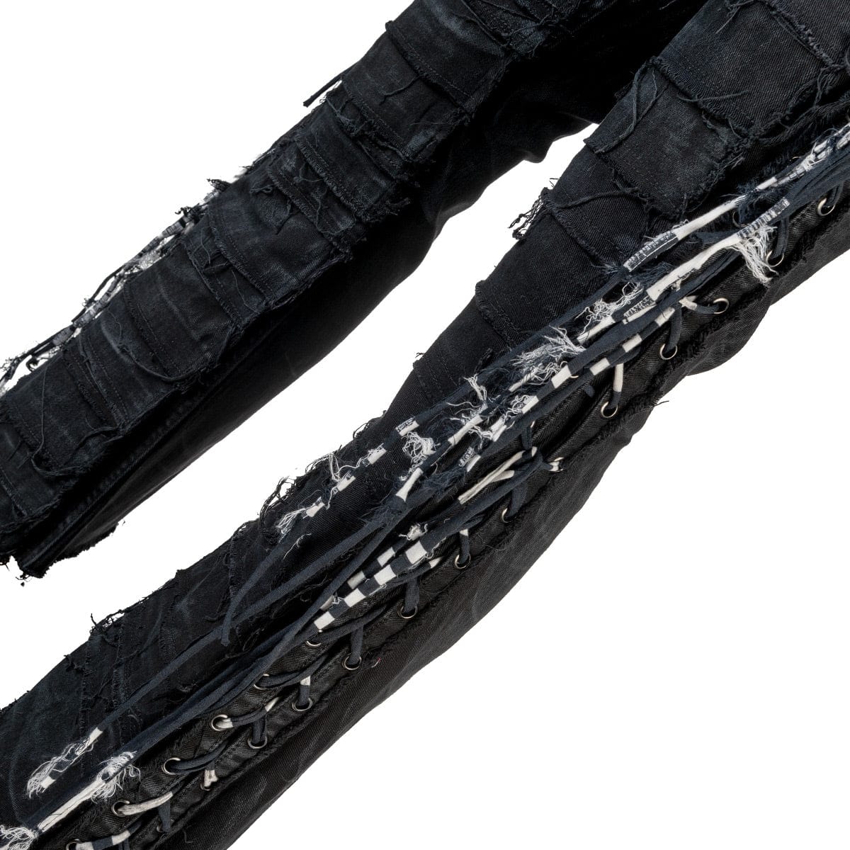 Wornstar Clothing mens custom pants. Handmade custom denim and leather rock pants.