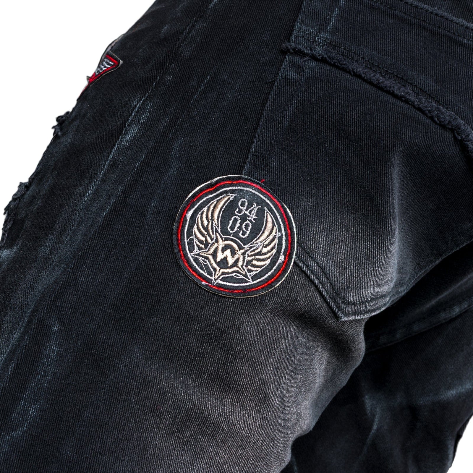 Custom Chop Shop Pants Wornstar Custom Jeans - Ready to Ship - Skull Patch Cropped Patchwork Jeans - Size 38