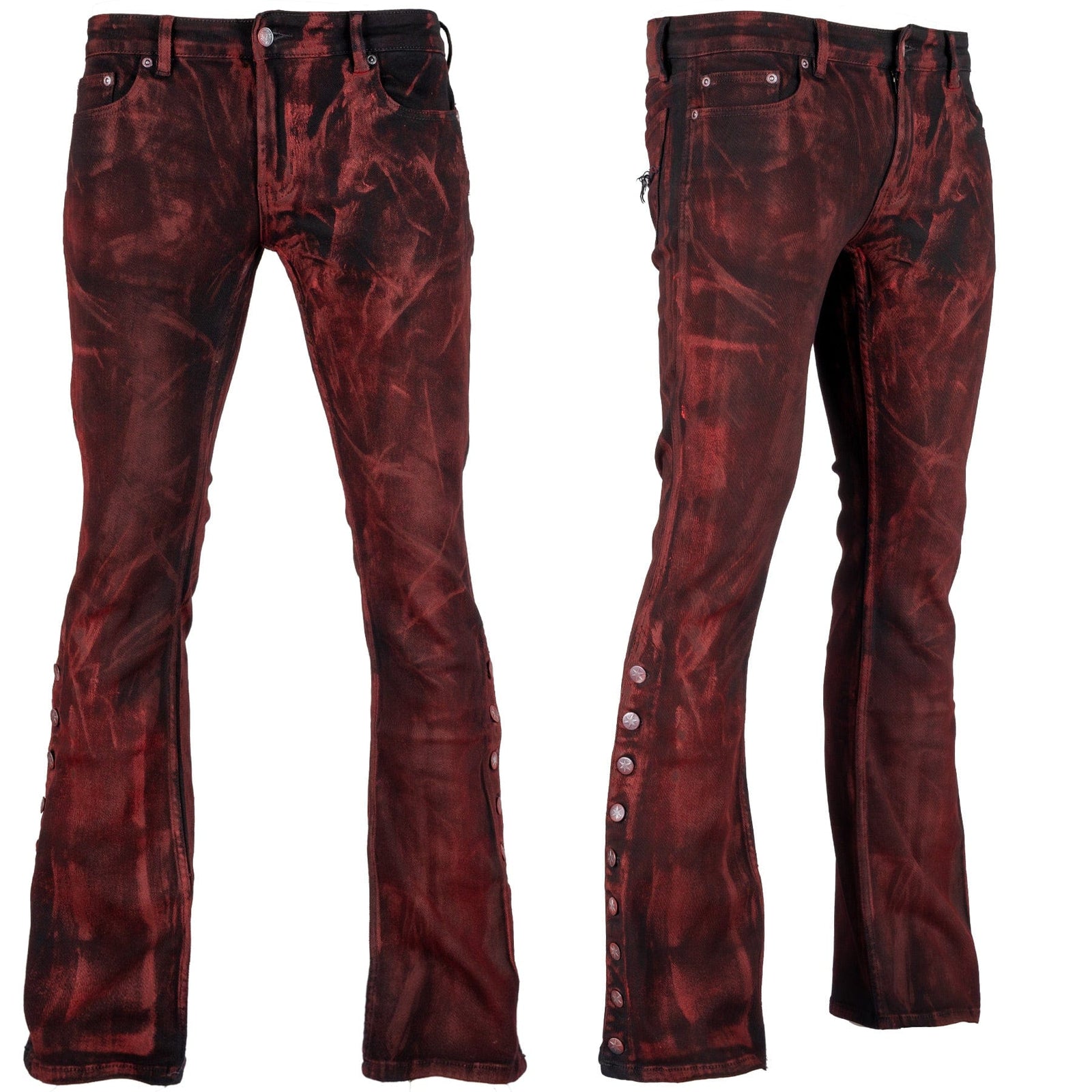 Custom Chop Shop Pants Wornstar Custom Jeans - Side Button - Black Cherry Bomb Alloy Wash