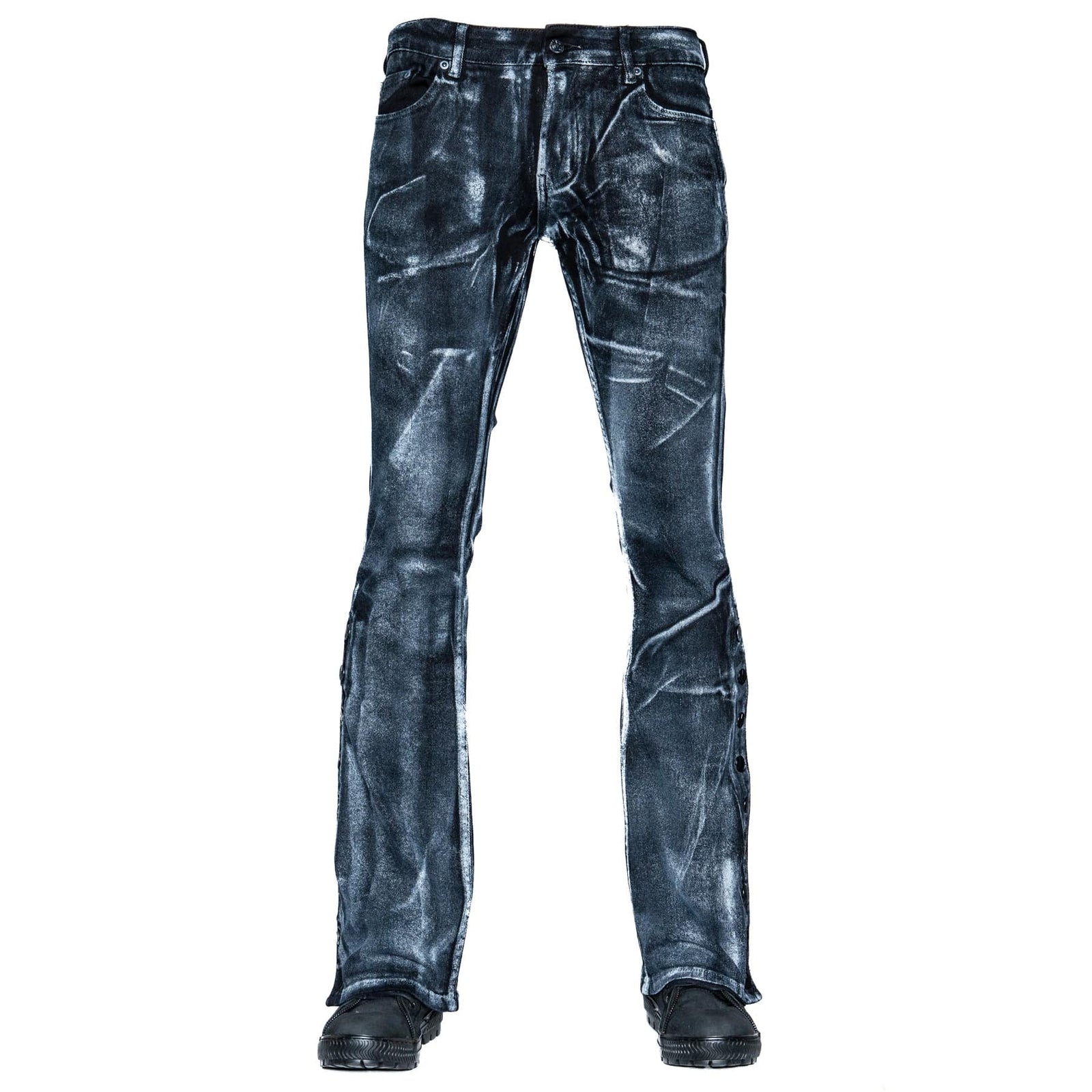 Custom Chop Shop Pants Wornstar Custom Jeans - White Pearl Alloy Wash - Side Button Black