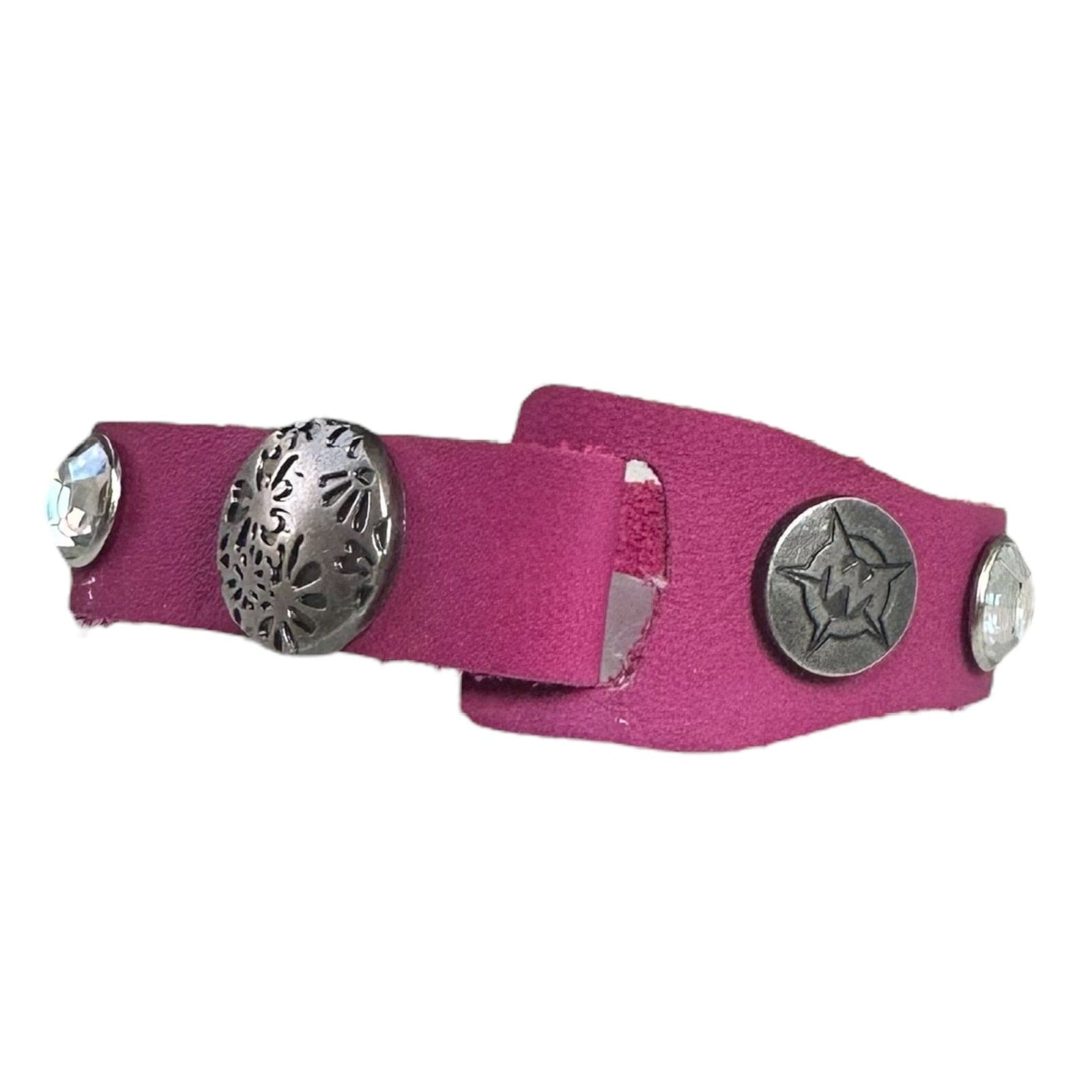 Custom Chop Shop Accessory Wornstar Custom Leather Bracelet - Hot Pink Leather - WSCWB25-004