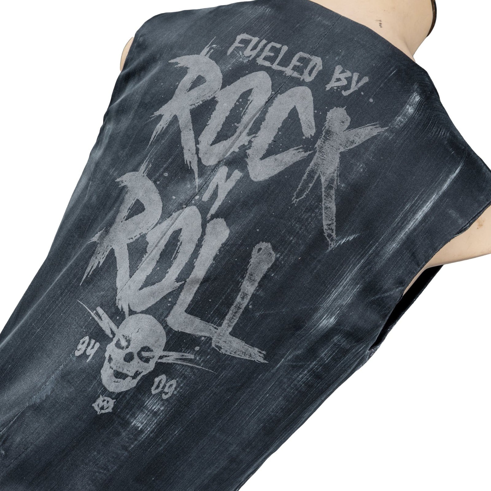 Custom Chop Shop Jacket Wornstar Custom Vest - Brocade Print Reversible - Distressed Gray and Black - Ready to Ship Size XL