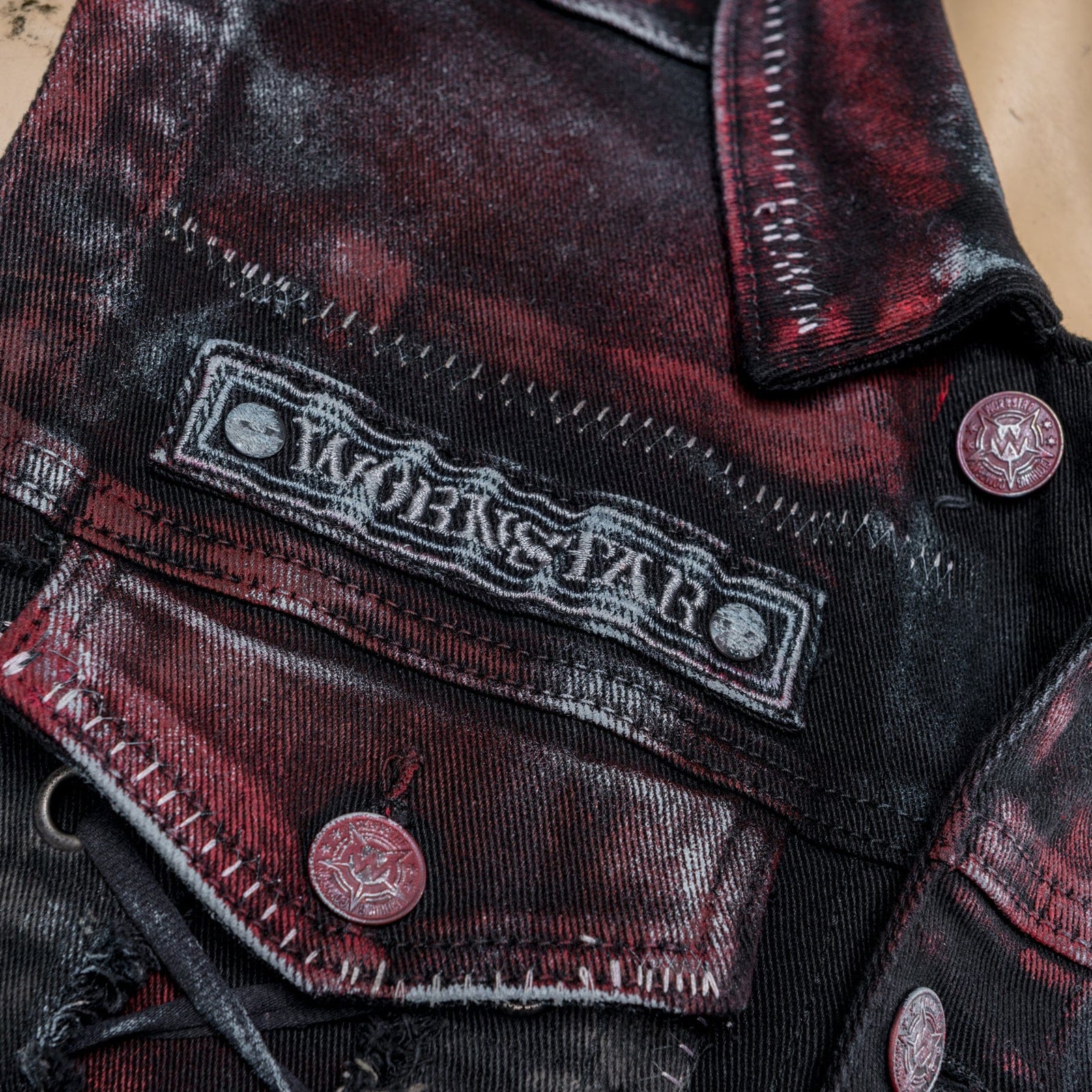 Custom Chop Shop Jacket Wornstar Custom Vest - Muerte - Ready to Ship - Size Large