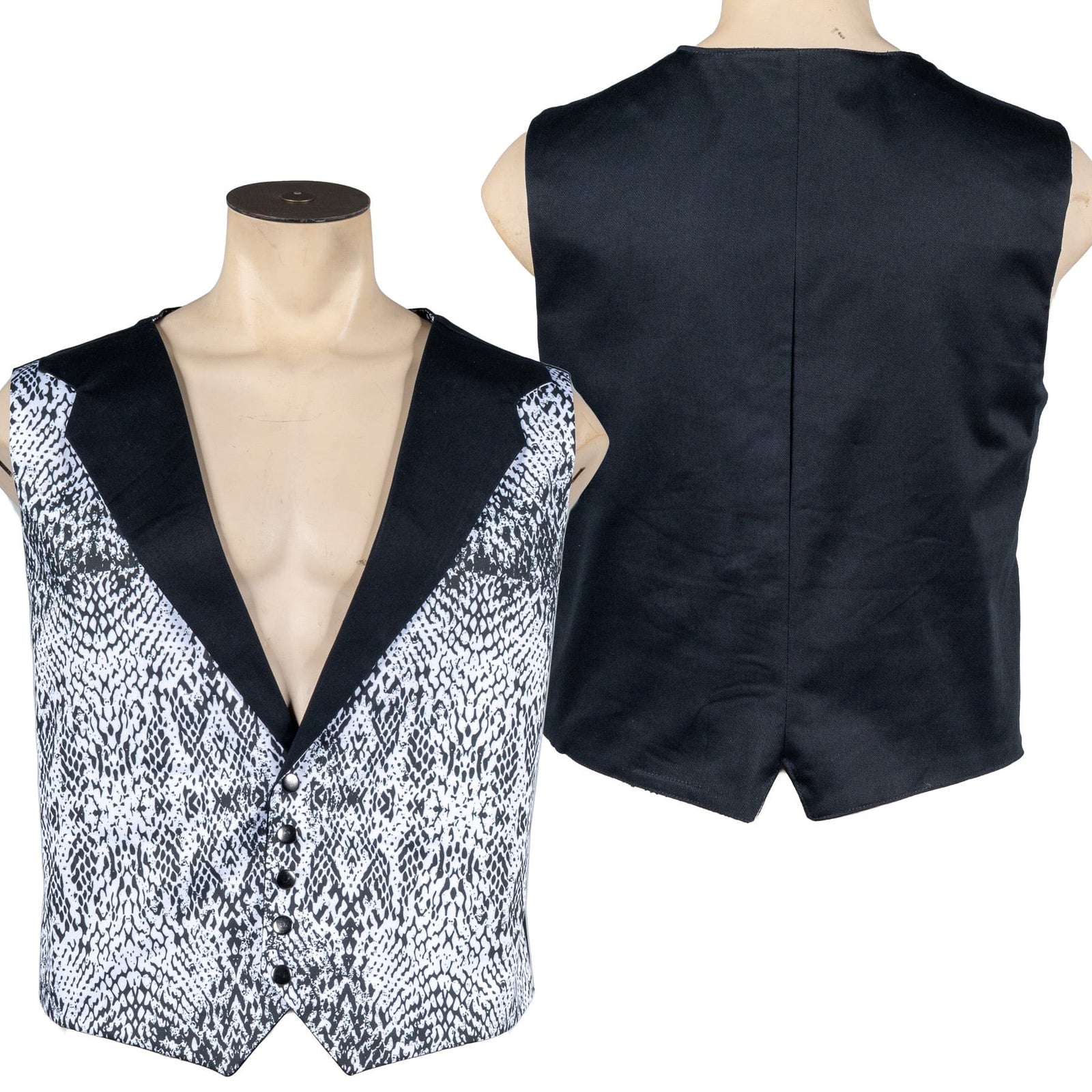 Custom Chop Shop Jacket Wornstar Custom Vest - White Snake Print Reversible - Ready to Ship Size XL