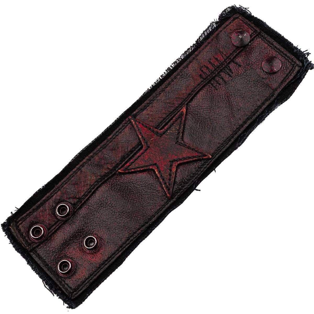 Custom Chop Shop Accessory Wornstar Custom - Wristband Leather Cuff - Red Star