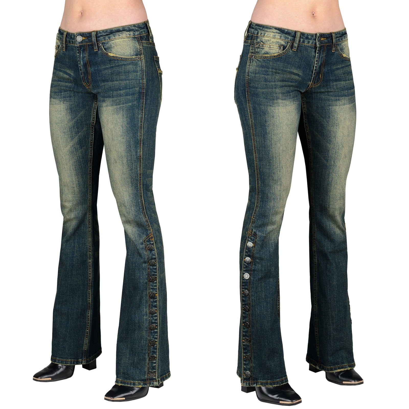 Essentials Collection Pants Hellraiser Side Button Unisex Jeans - Vintage Blue