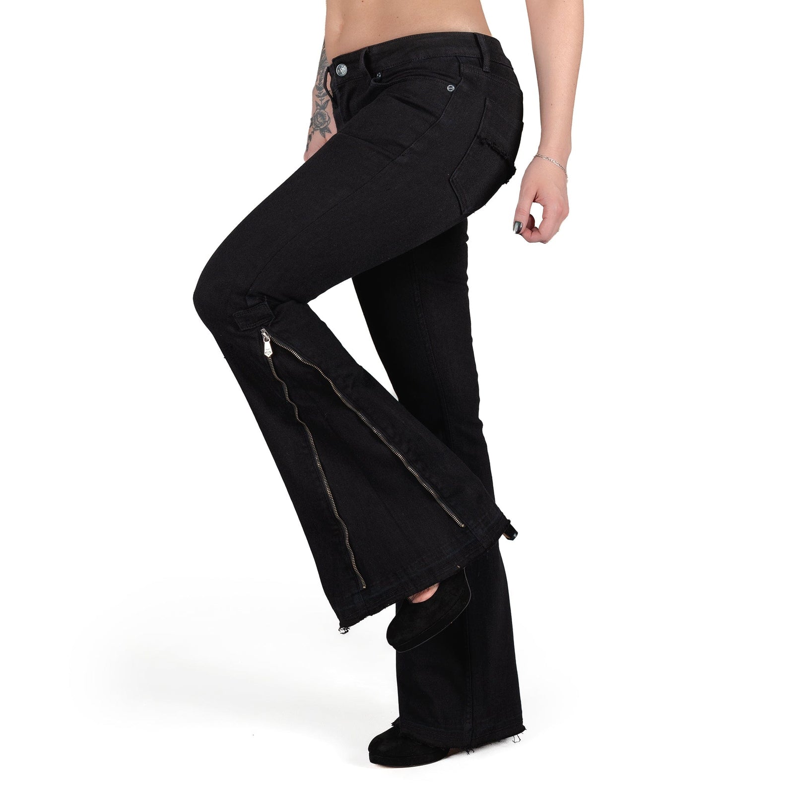 Essentials Collection Pants Hellraiser Side Zipper Jeans - Black