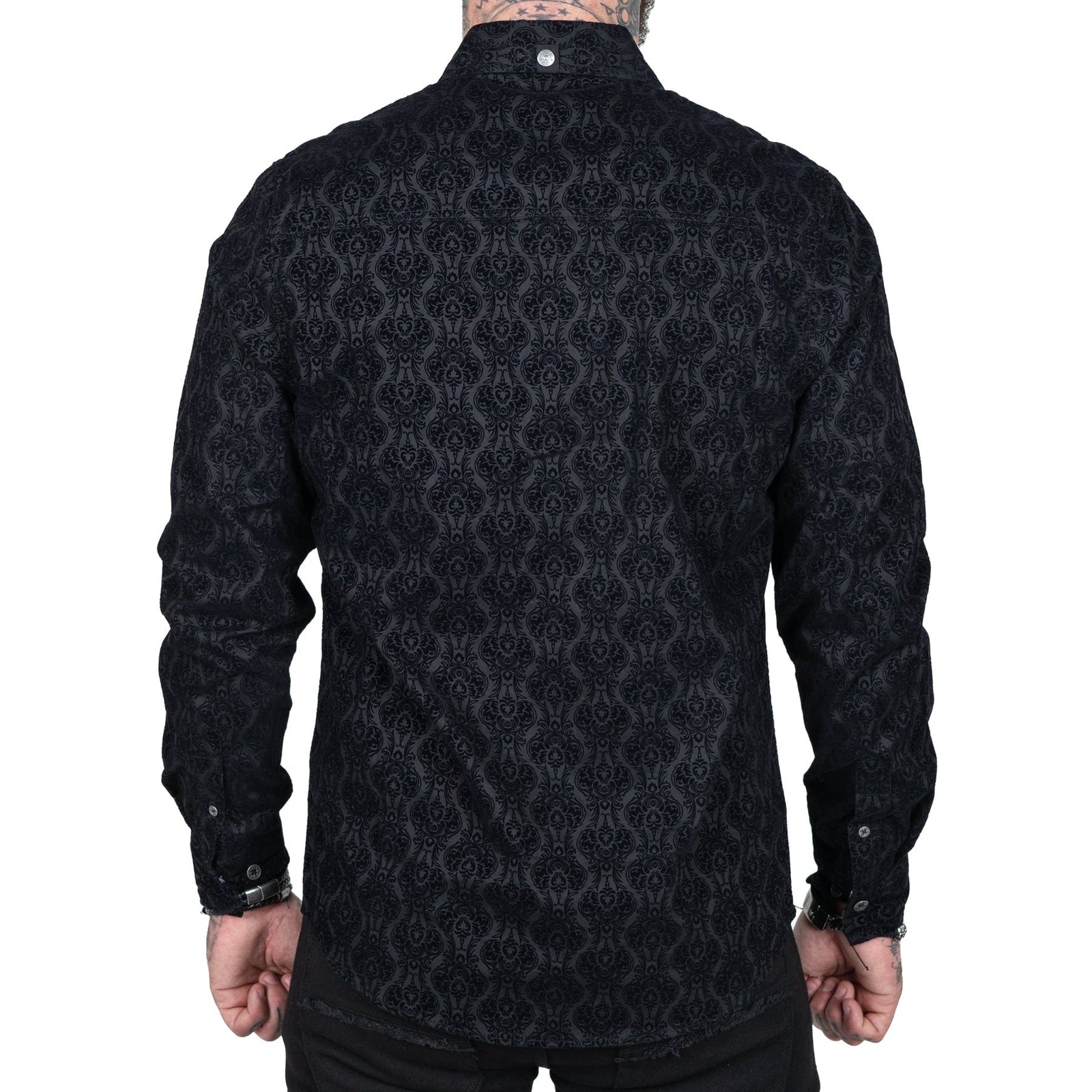 Wornstar Clothing Mens Long Sleeve Shirt. Amaryllis Black Button Down Shirt.