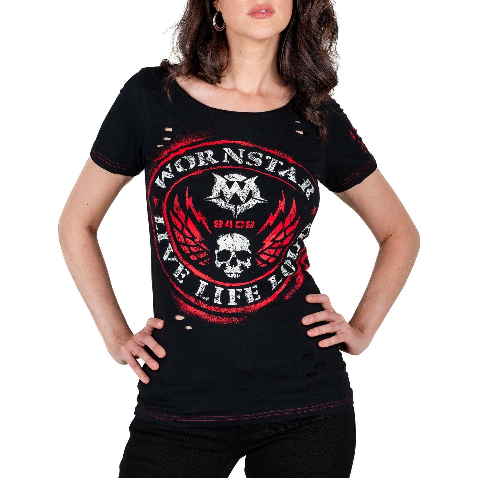 Wornstar Clothing Womens Tee. Magna Vita Skull Tee - Black