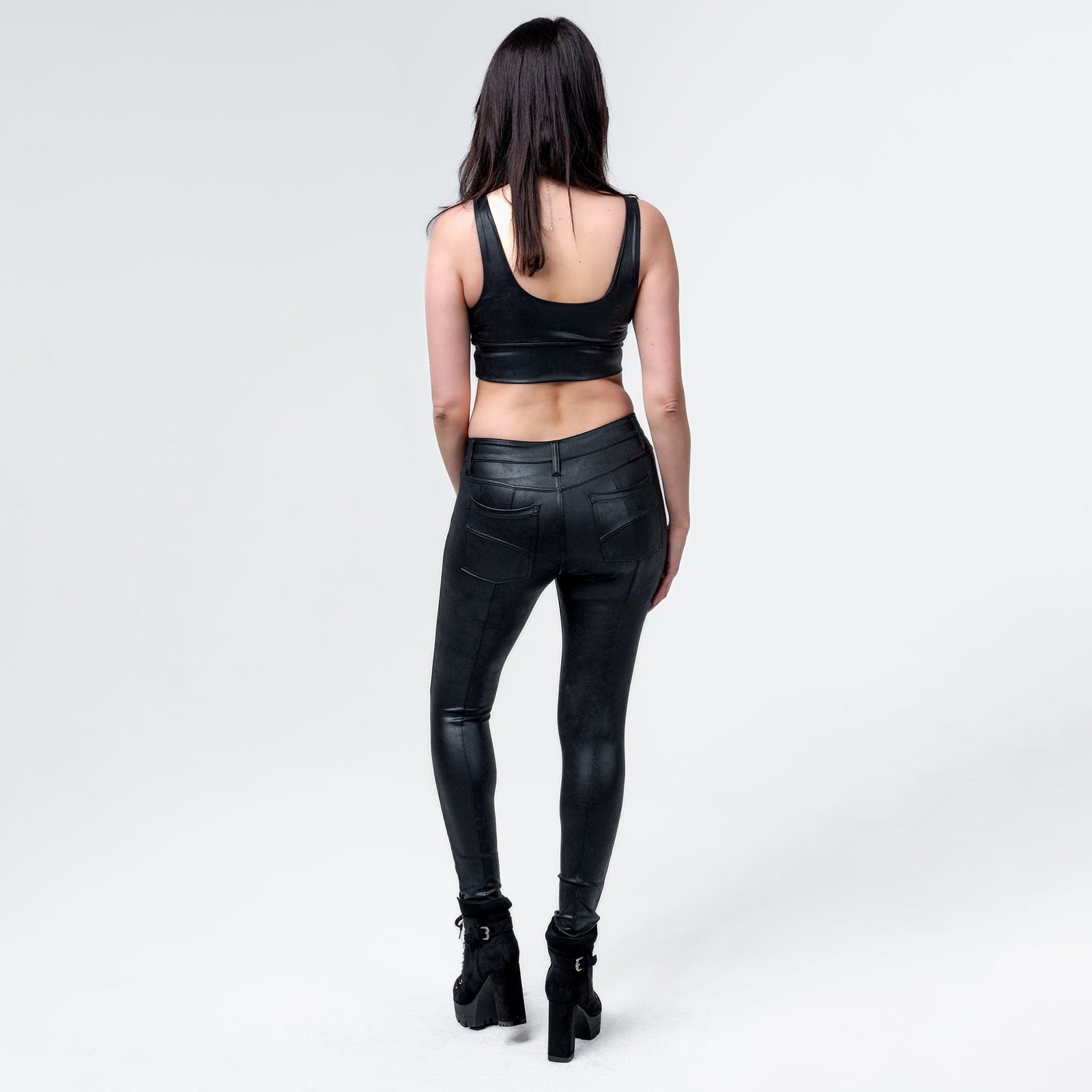 Wornstar Clothing Womens Tank Top Fearless Crop Leather Tank Top - Black