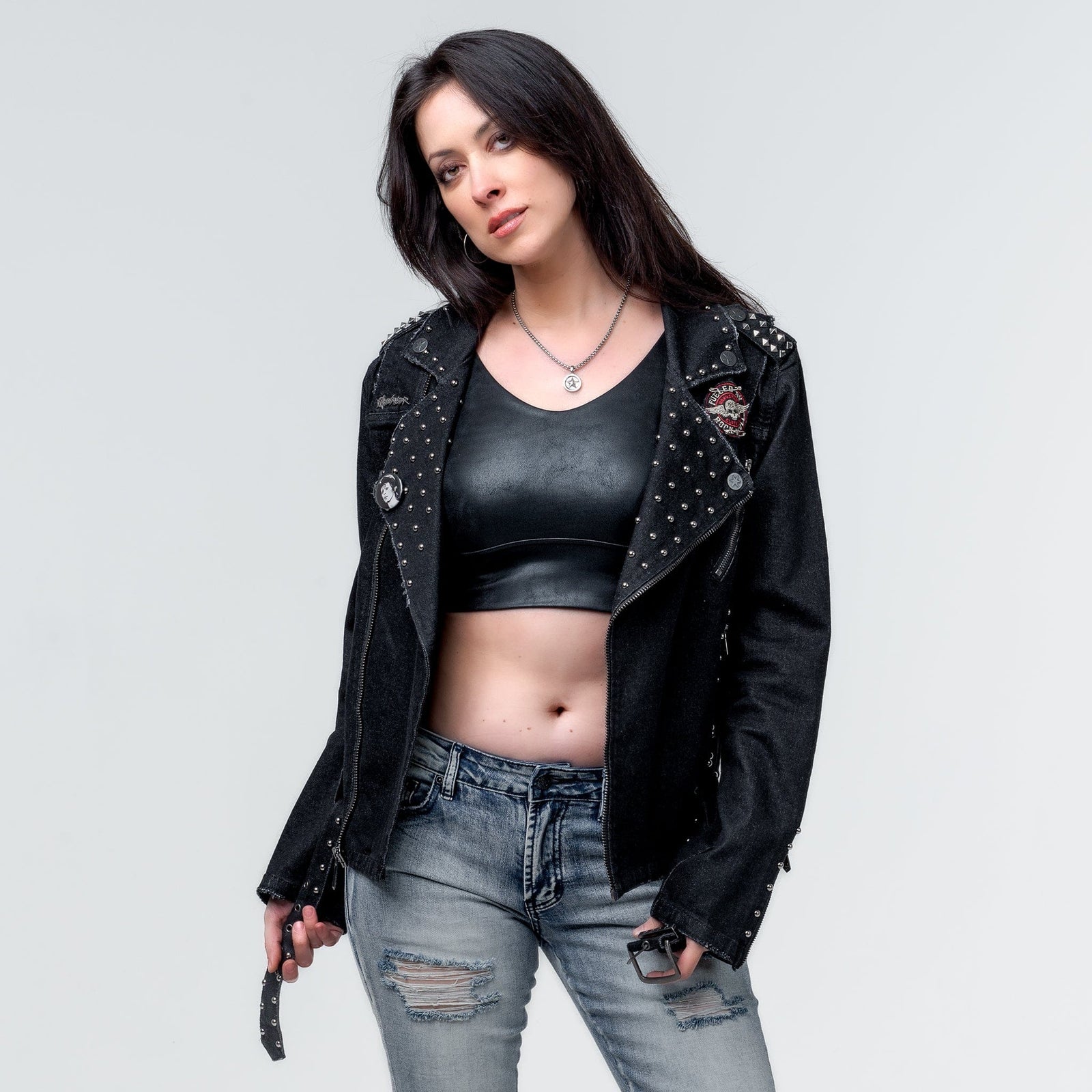 Wornstar Clothing Womens Tank Top Fearless Crop Leather Tank Top - Black