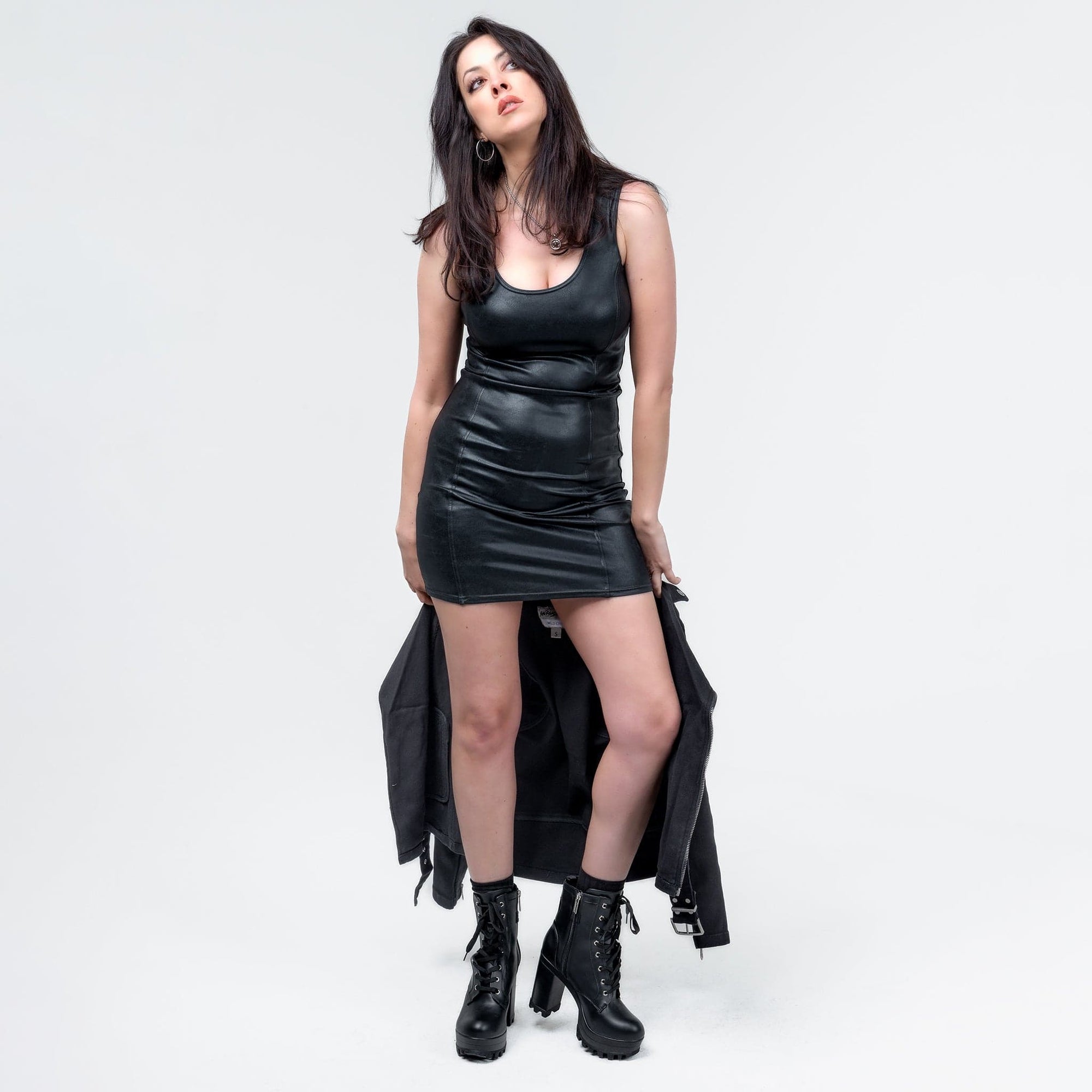 Wornstar Clothing Womens Dress Fearless Leather Dress - Black
