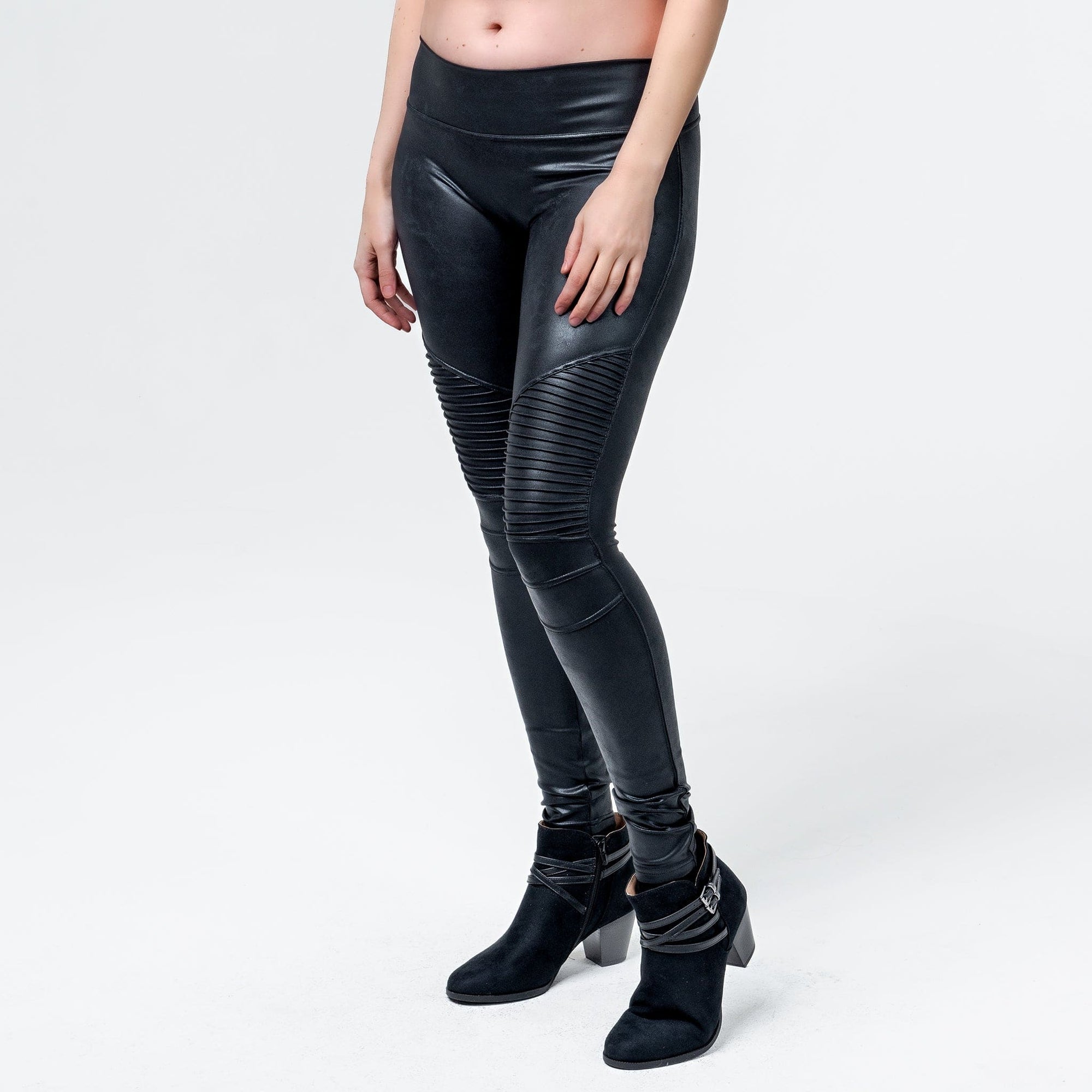 Wornstar Clothing Womens Leggings. Fearless Leather Moto Leggings - Black