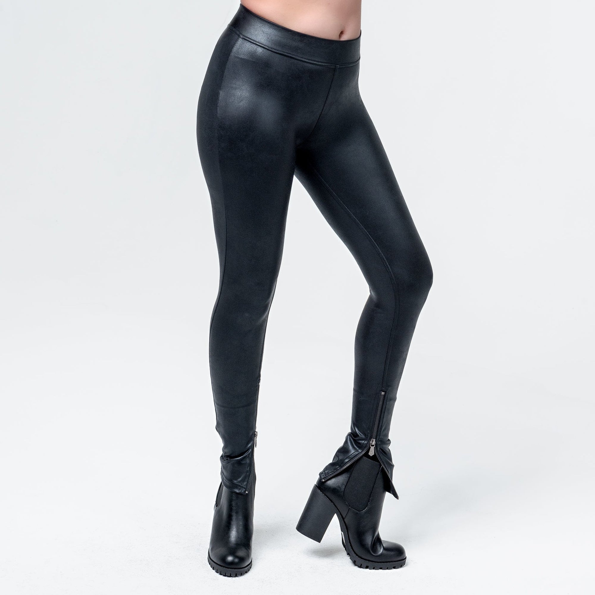 Wornstar Clothing Womens Leggings. Fearless Zipper Leather Leggings - Black