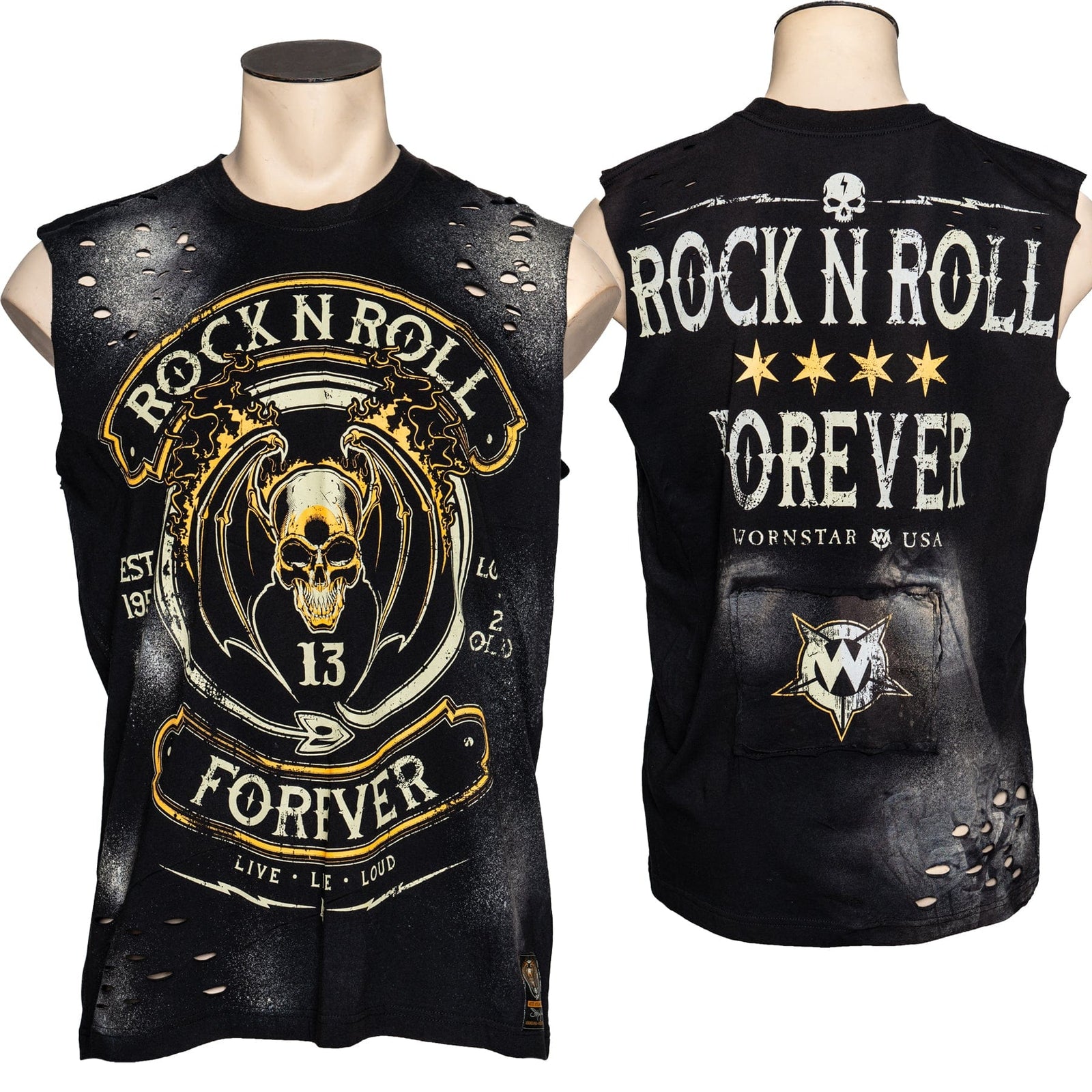 Sirens Collection T-Shirt Large Wornstar Custom - Sleeveless Cut Tee - Rock n Roll Forever -  Ready to Ship