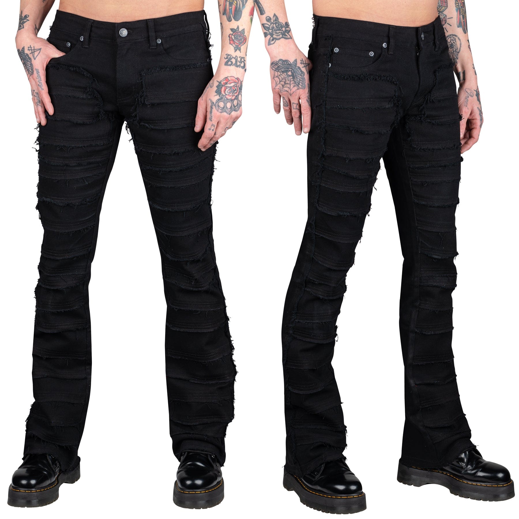 Wornstar Clothing Mens Jeans. Bandage Denim Stage Pants - Black