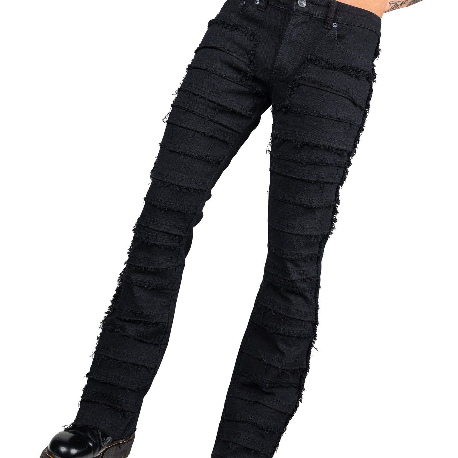 Wornstar Clothing Mens Jeans. Bandage Denim Stage Pants - Black