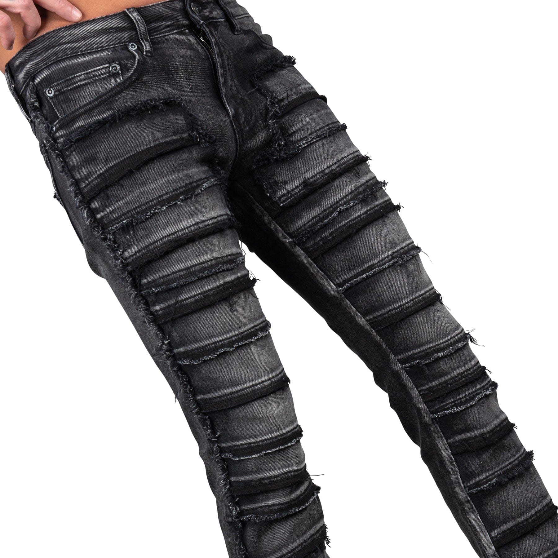 Wornstar Clothing Mens Jeans. Bandage Denim Stage Pants - Vintage Black