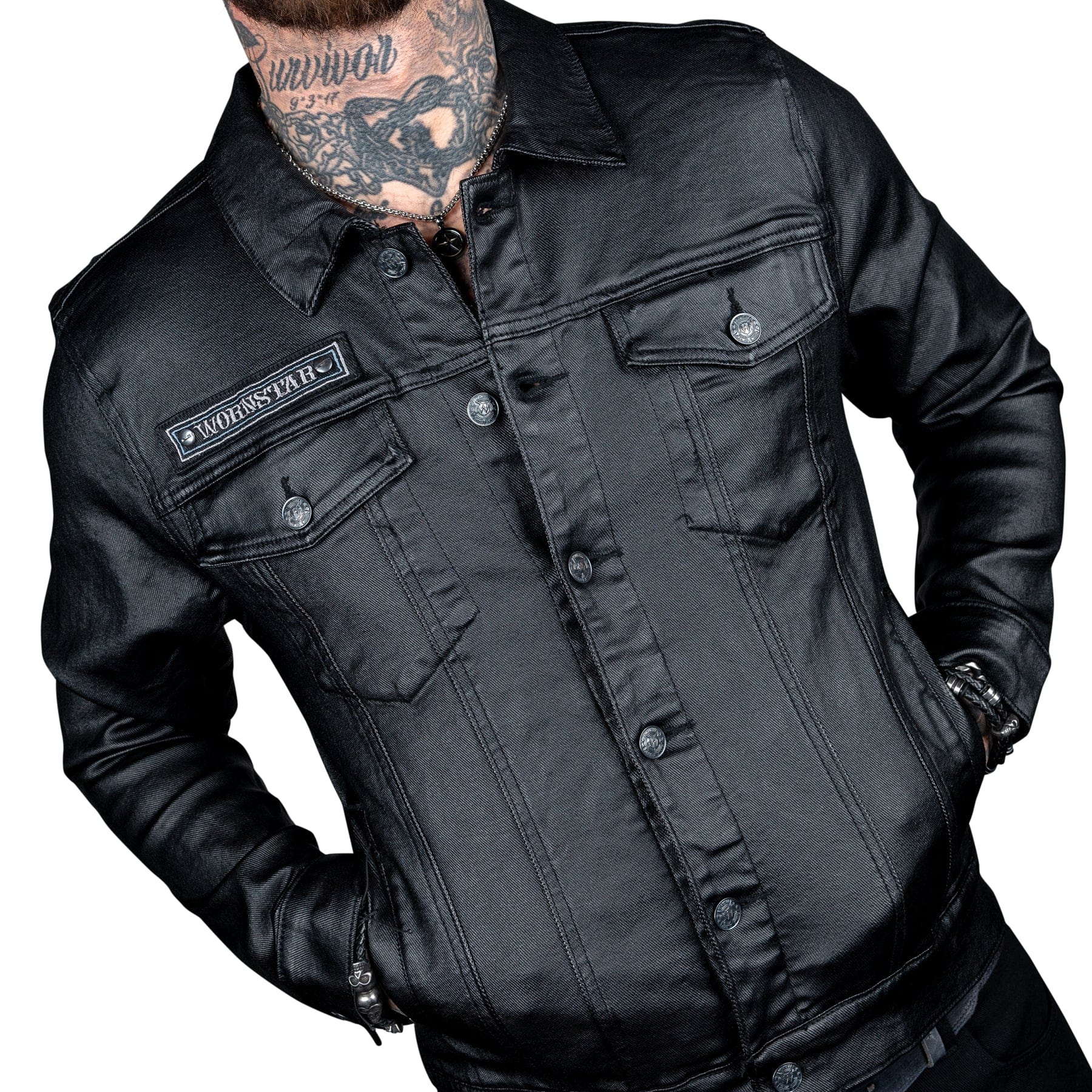Wornstar Clothing Mens Jacket. Idolmaker Waxed Denim Jacket - Black