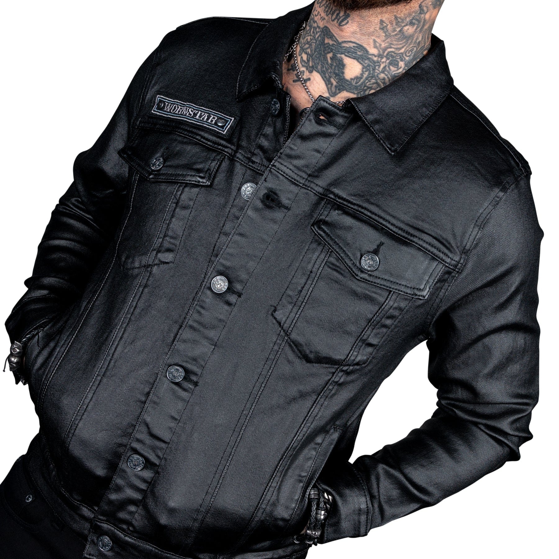 Wornstar Clothing Mens Jacket. Idolmaker Waxed Denim Jacket - Black