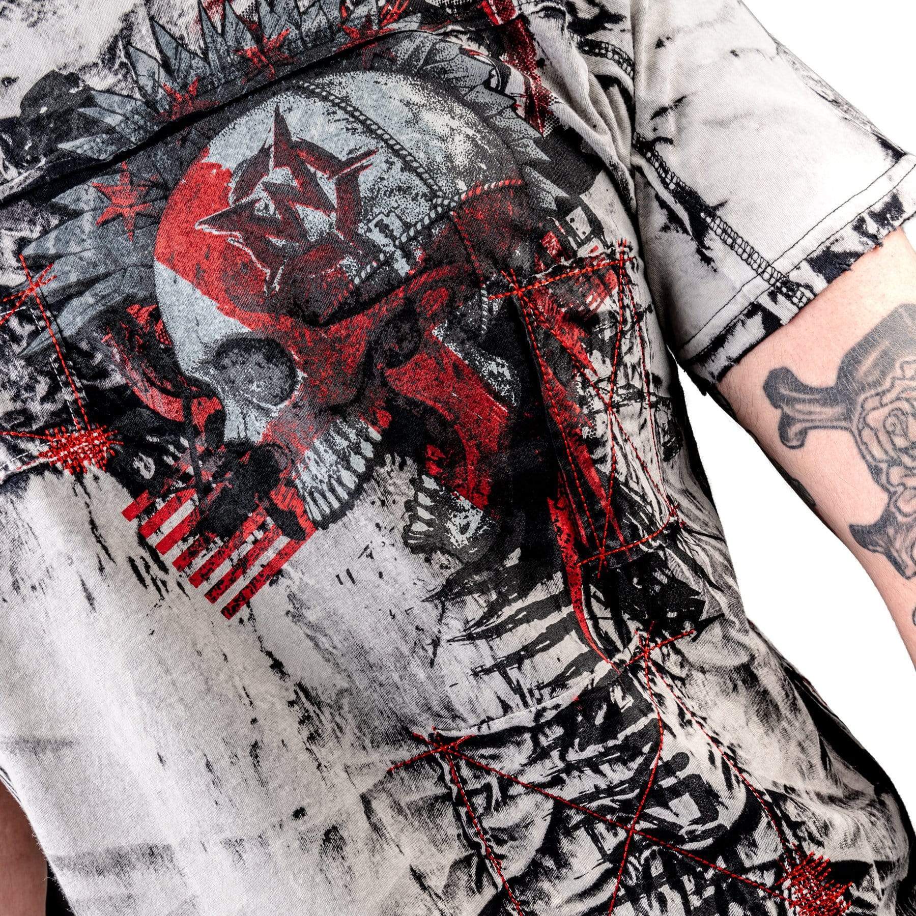 Wornstar Clothing Mens Skull T-Shirt Chaos Mens Tee - Gray