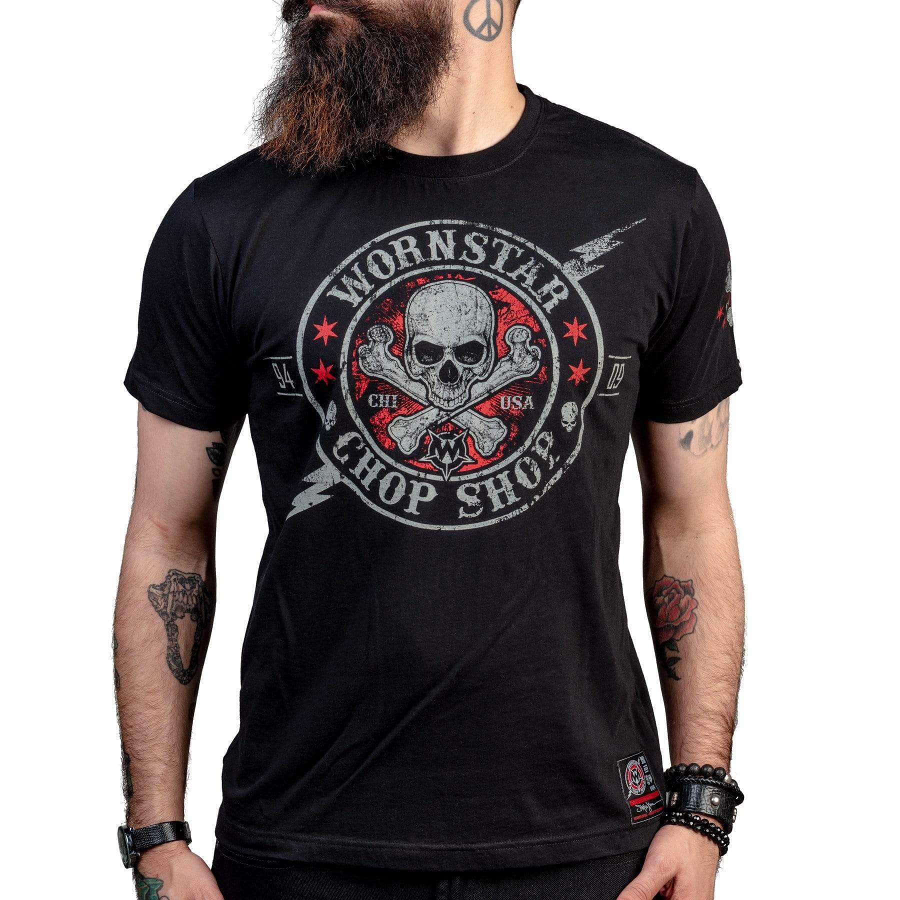Wornstar Clothing Mens Skull T-Shirt Electric Mens Tee - Black