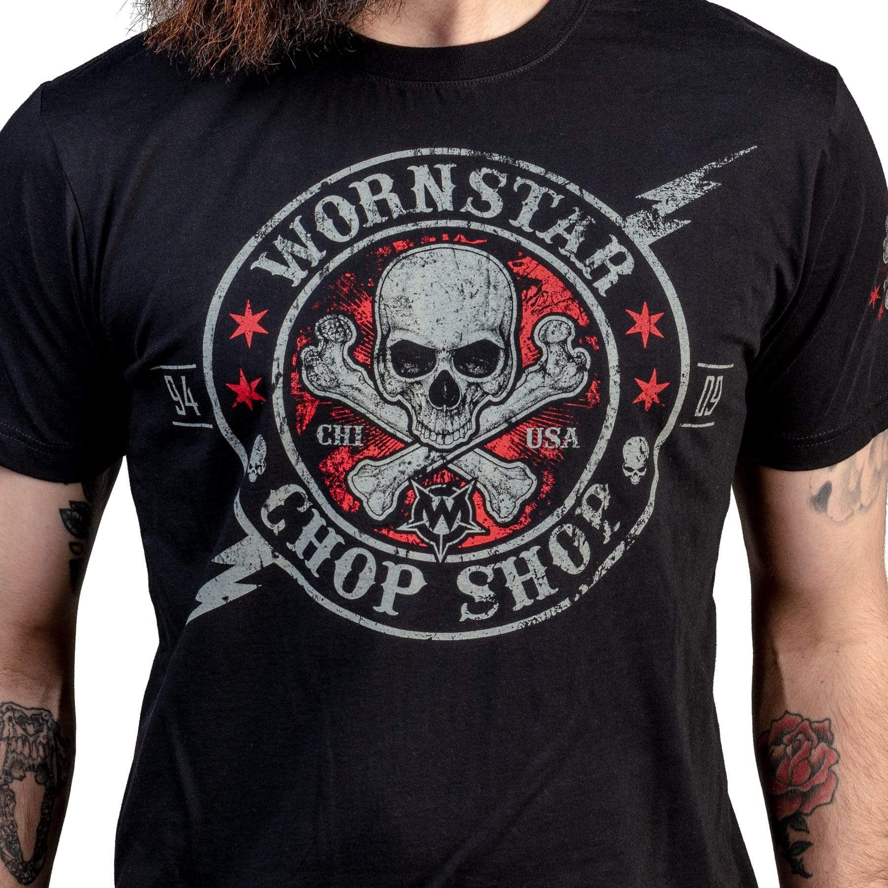 Wornstar Clothing Mens Skull T-Shirt Electric Mens Tee - Black