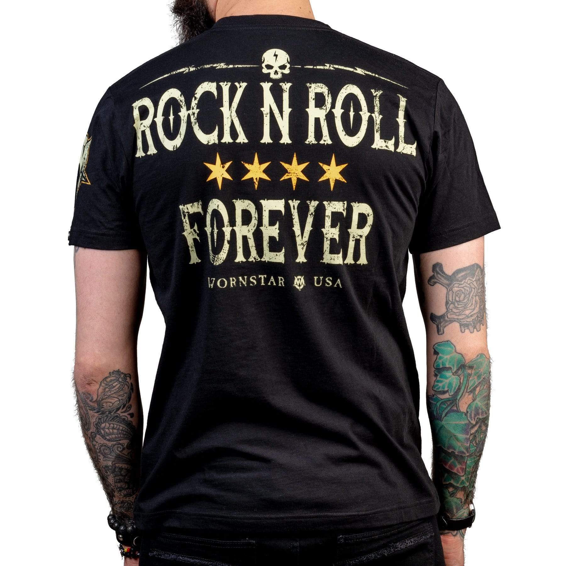 Wornstar Clothing Mens Tee. Rock N Roll Forever Skull T-Shirt