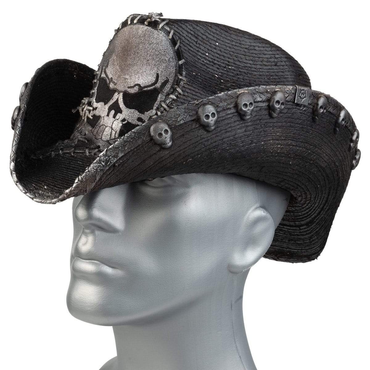Wornstar Custom Rocker Cowboy Hat - Handstitched Skull