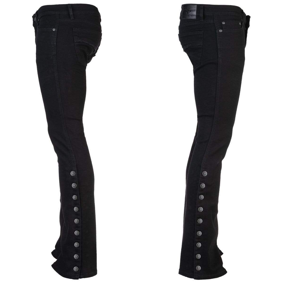 Wornstar Clothing Mens Jeans Hellraiser Denim Pants With Side Buttons - Black