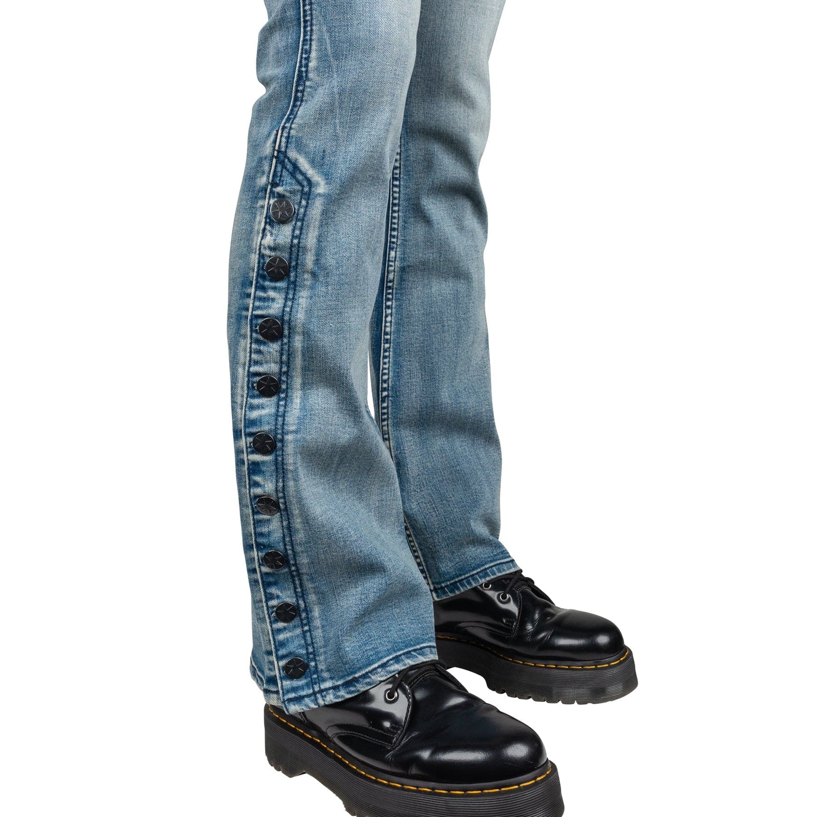 Wornstar Clothing Mens Jeans Hellraiser Denim Pants With Side Buttons - Classic Blue