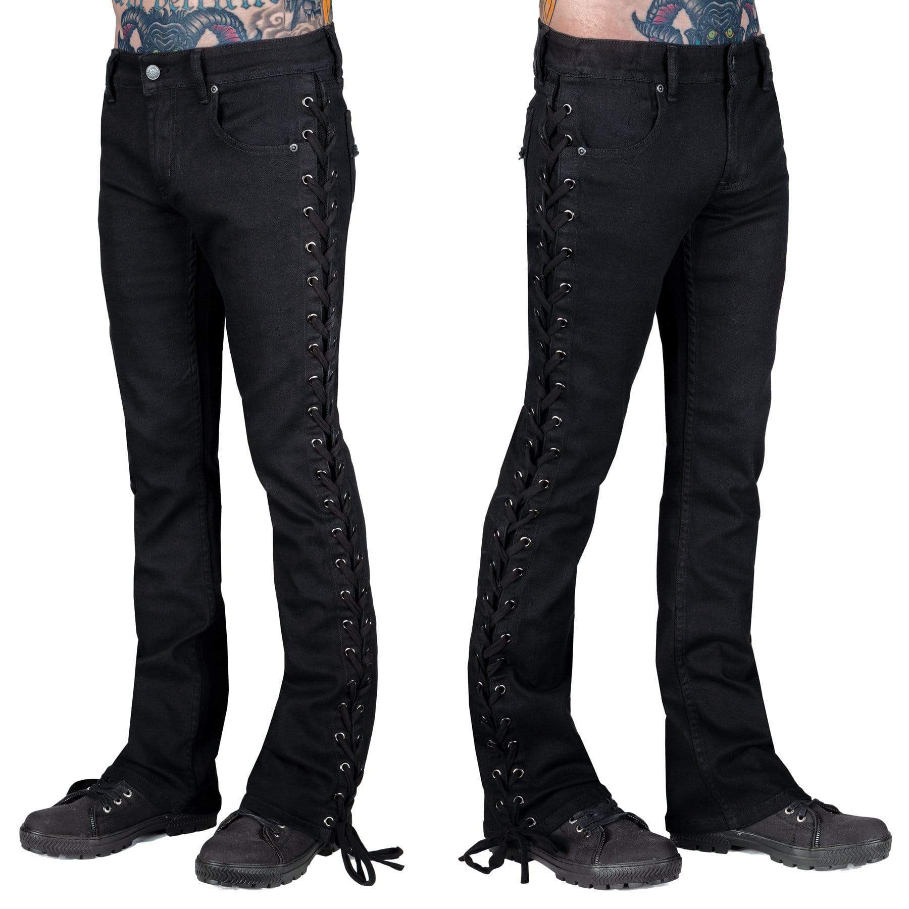 Wornstar Clothing Pants Hellraiser Side Laced Mens Jeans - Black